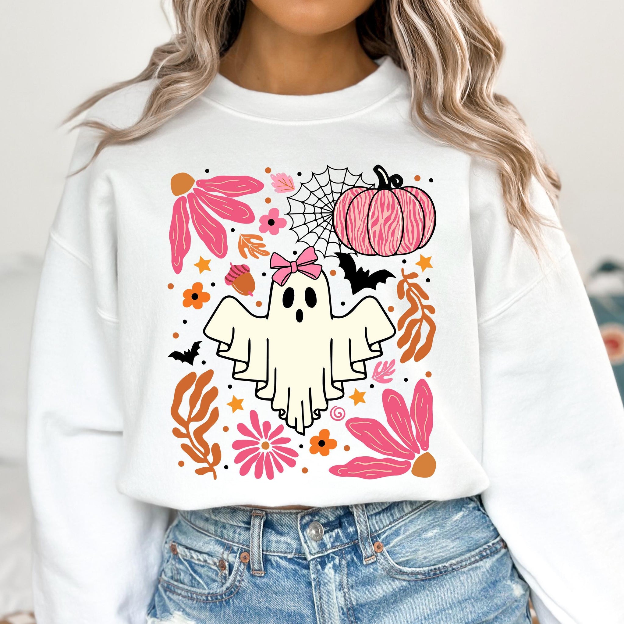 Halloween Pink Ghost Png, Leopard Pink Pumpkin Png, Boho Floral Fall Png, Halloween Png, Autumn Vibes Png, Spooky Season Png, Coquette Png SCU