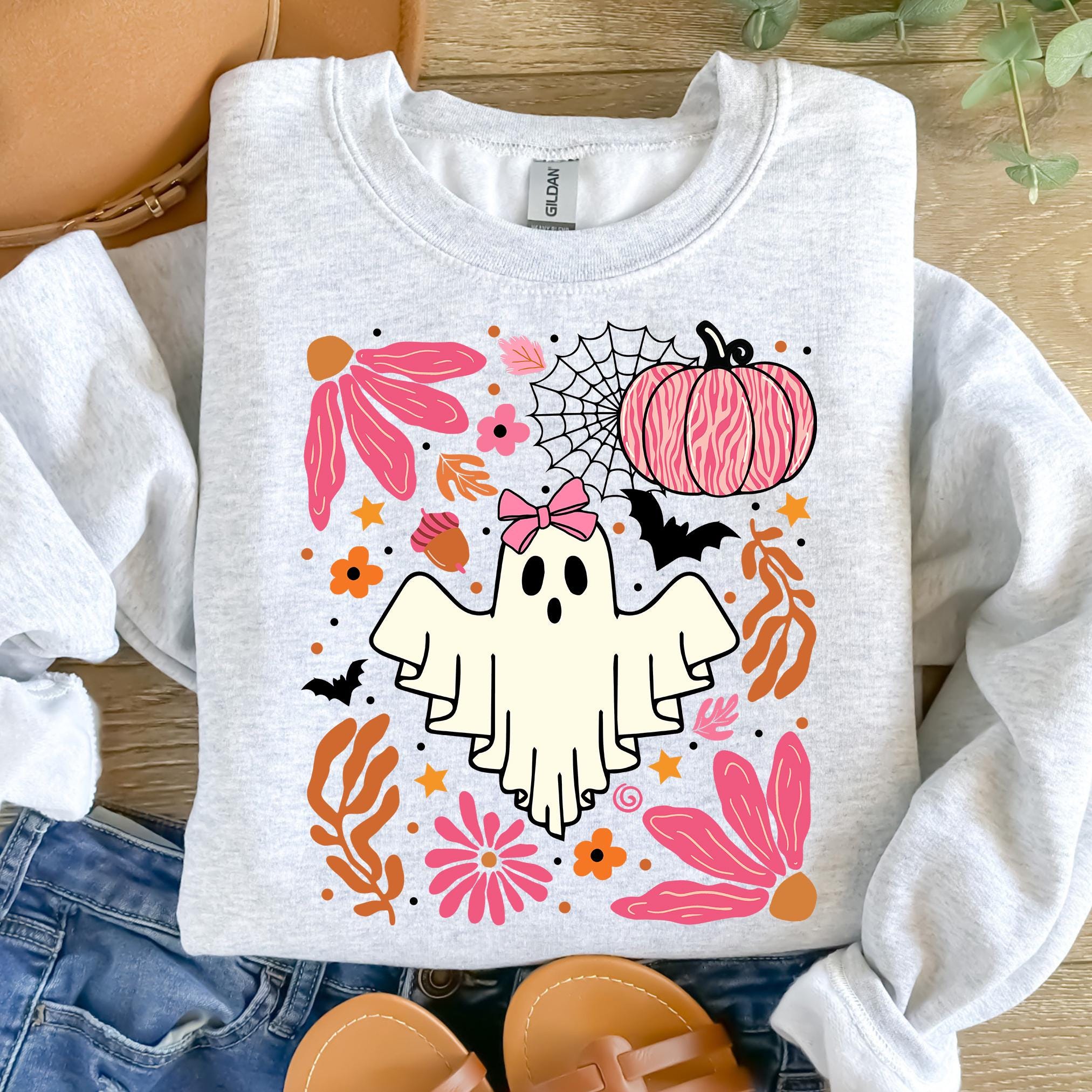 Halloween Pink Ghost Png, Leopard Pink Pumpkin Png, Boho Floral Fall Png, Halloween Png, Autumn Vibes Png, Spooky Season Png, Coquette Png SCU