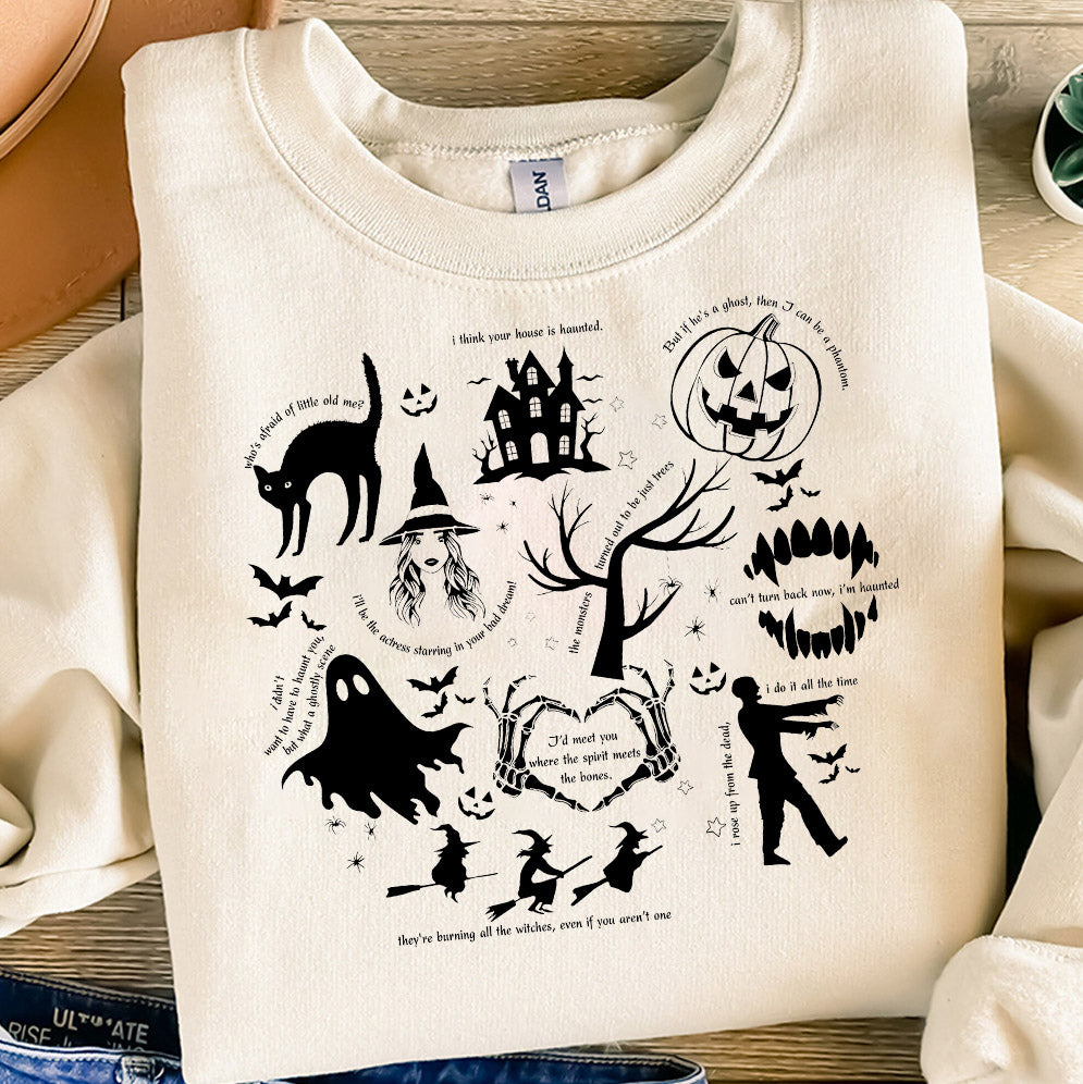 Halloween Shirt, Halloween Songs Shirt, Halloween Lyrics Shirt V10, Halloween Pumpkin Shirt, Spooky Season, Fall Season Shirt, Ghost Sweatshit