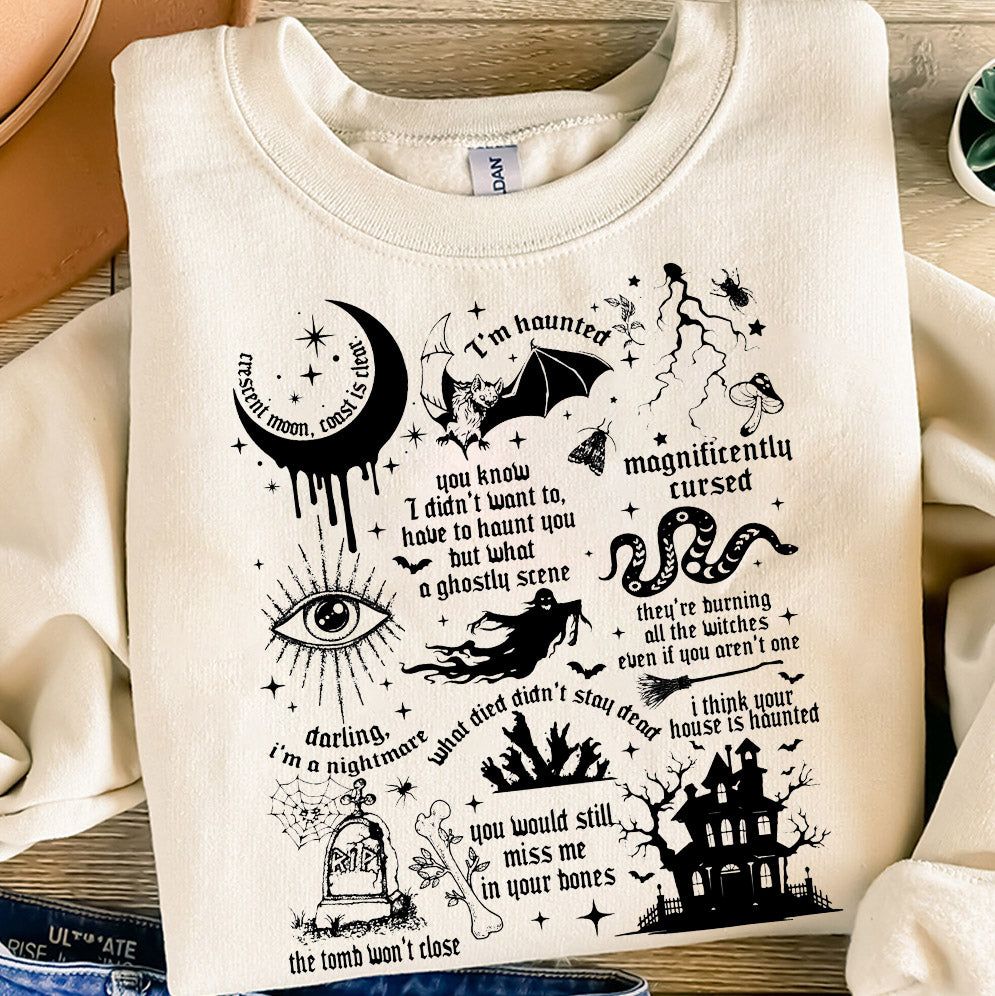 Halloween Shirt, Halloween Songs Shirt, Halloween Lyrics Shirt V6, Halloween Pumpkin Shirt, Spooky Season, Fall Season Shirt, Ghost Sweatshit