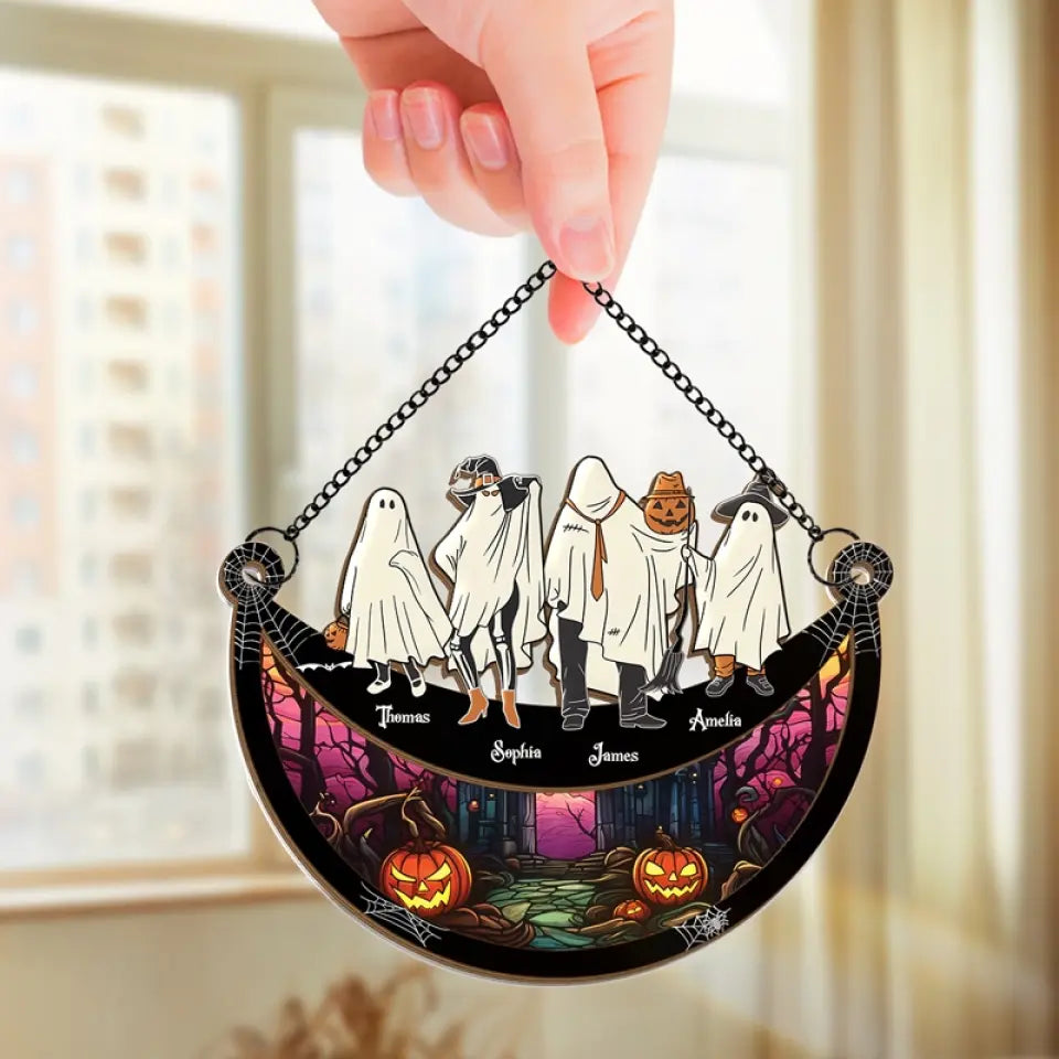 Halloween Sparks Joy When We Share It With Loved Ones - Family Personalized Window Hanging Suncatcher - Halloween Gift For Family Members  ORHA2208