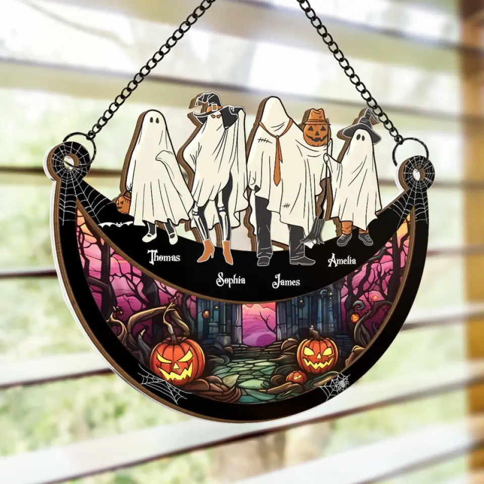 Halloween Sparks Joy When We Share It With Loved Ones - Family Personalized Window Hanging Suncatcher - Halloween Gift For Family Members  ORHA2208