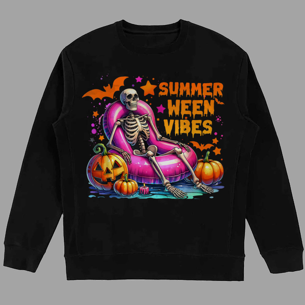 Halloween Summerween Vibes Summer Vacation Skeleton Float T-Shirt, Meme Shirt