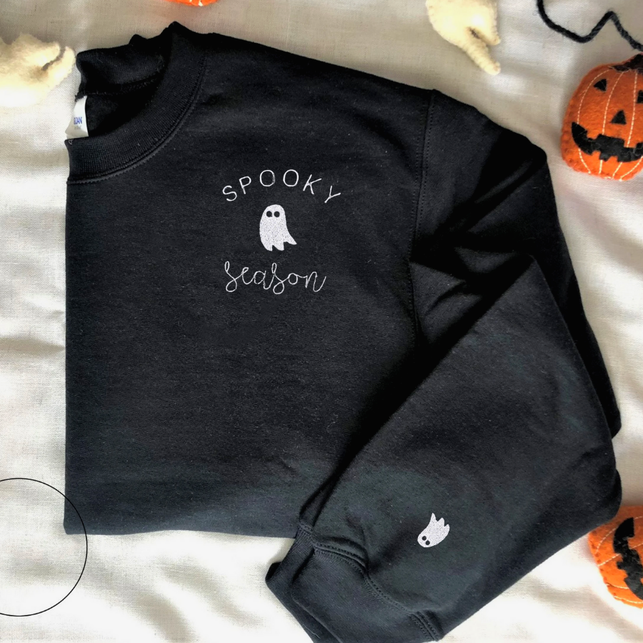 Halloween Sweater Fall Crewneck, Spooky Season Sweatshirt, Hoodie Embroidered EMHA2608