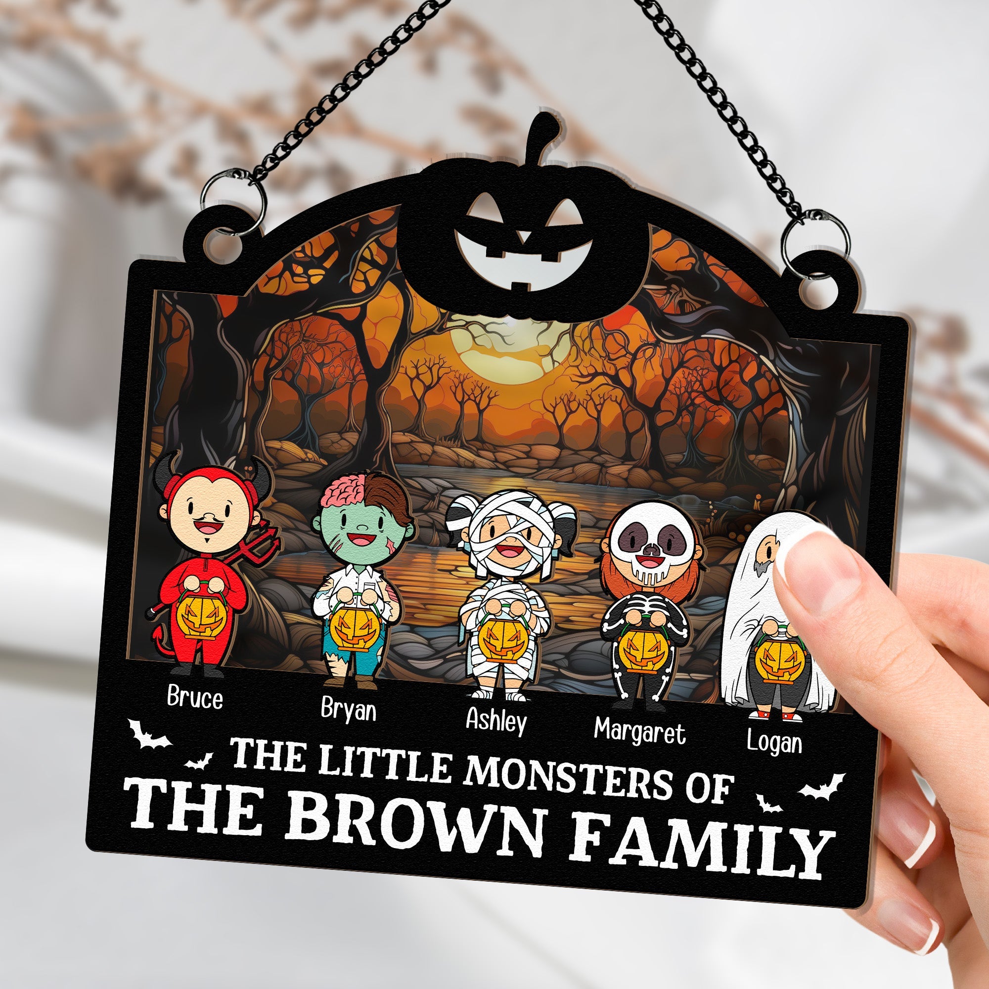 Halloween The Little Monsters - Personalized Window Hanging Suncatcher Ornament  ORHA2208