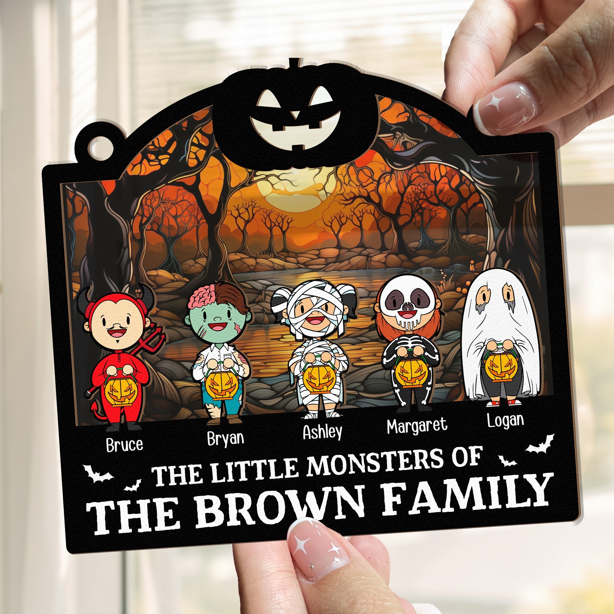 Halloween The Little Monsters - Personalized Window Hanging Suncatcher Ornament  ORHA2208