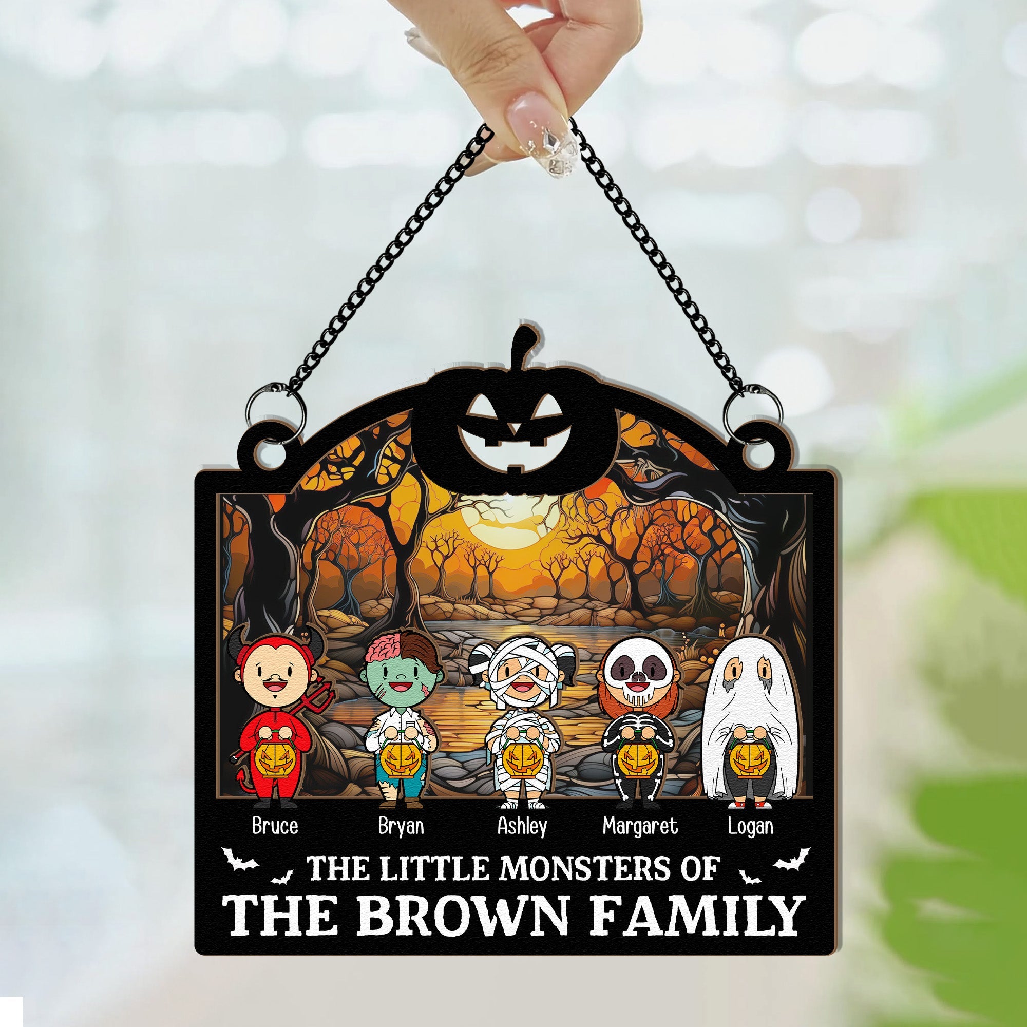Halloween The Little Monsters - Personalized Window Hanging Suncatcher Ornament  ORHA2208