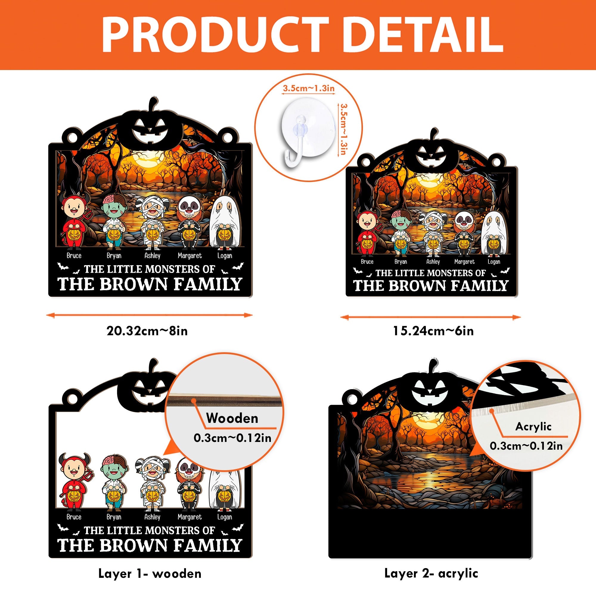 Halloween The Little Monsters - Personalized Window Hanging Suncatcher Ornament  ORHA2208