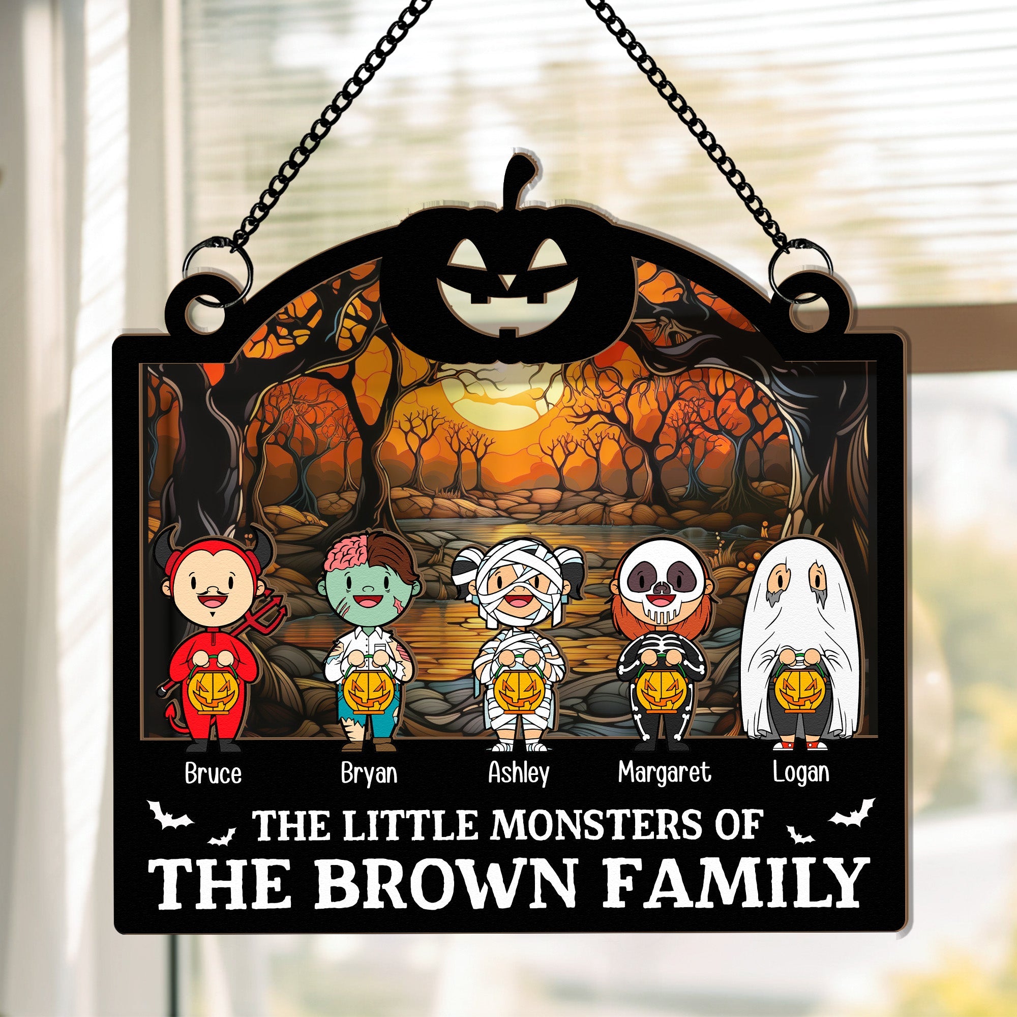 Halloween The Little Monsters - Personalized Window Hanging Suncatcher Ornament  ORHA2208
