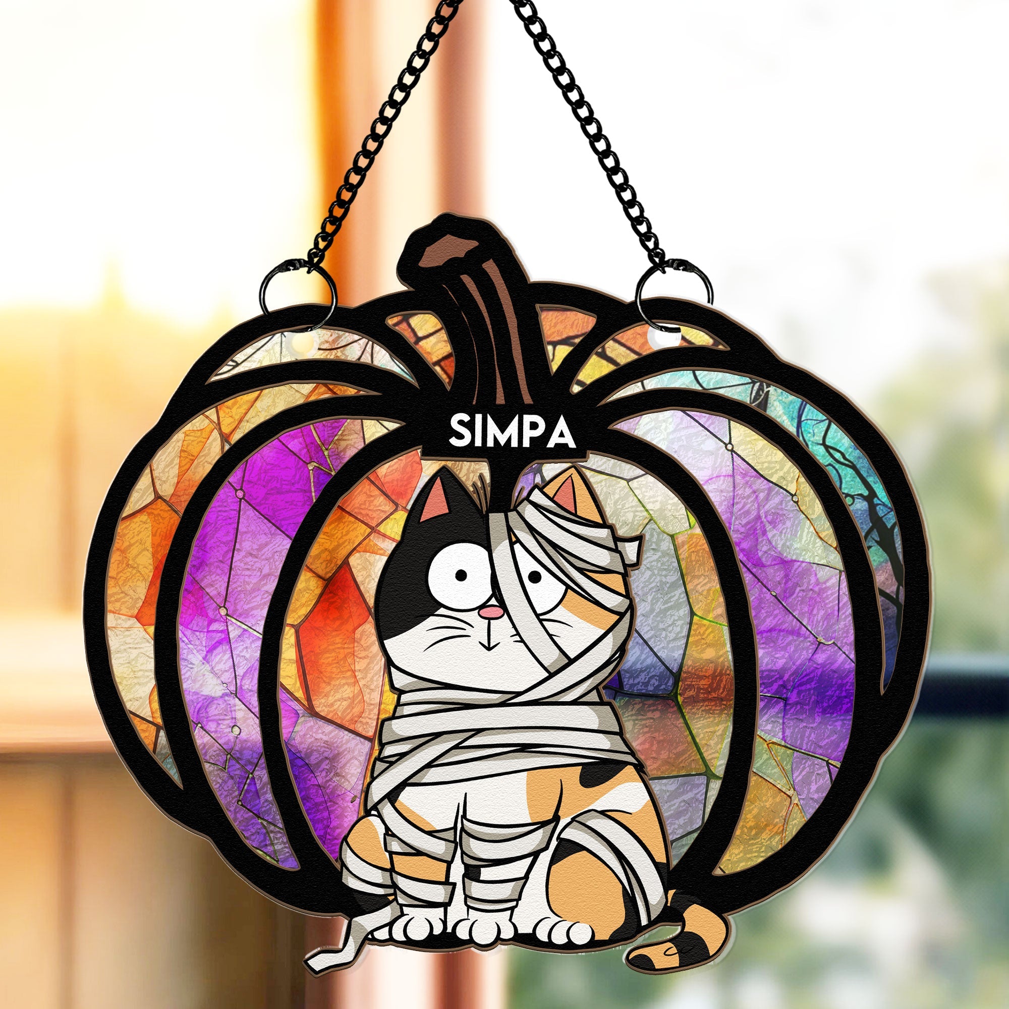Halloween Time With My Pet - Personalized Window Hanging Suncatcher Ornament  ORHA2208