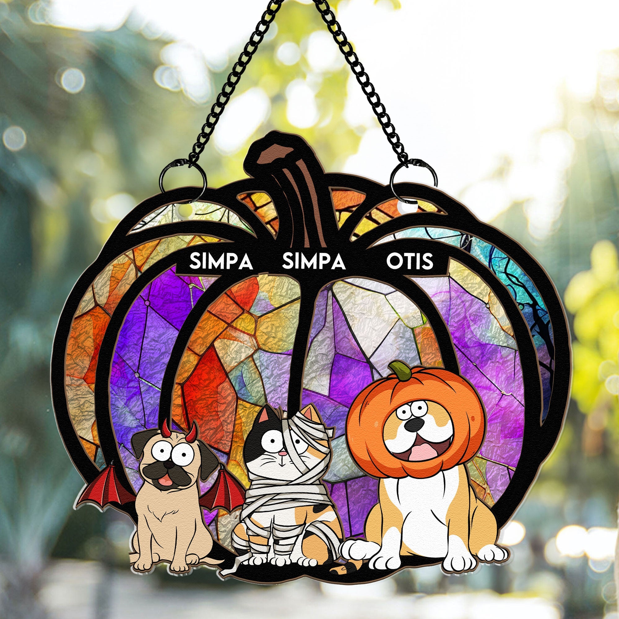 Halloween Time With My Pet - Personalized Window Hanging Suncatcher Ornament  ORHA2208