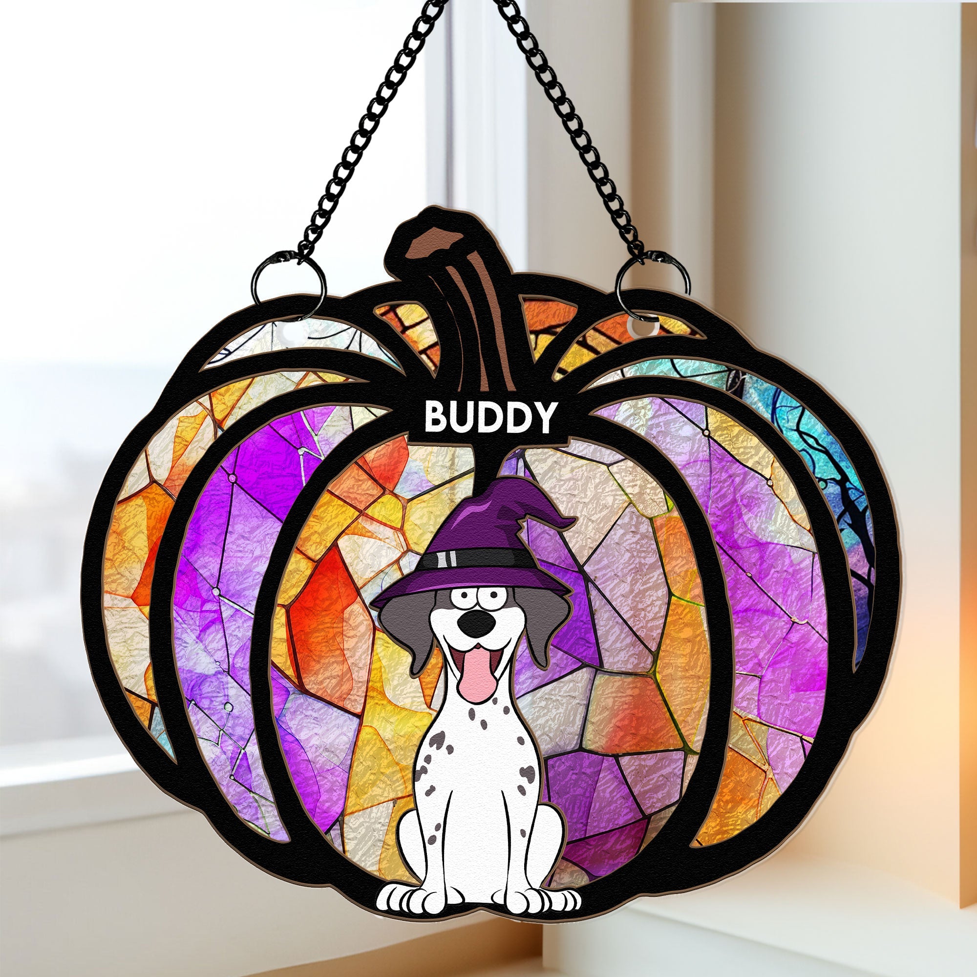 Halloween Time With My Pet - Personalized Window Hanging Suncatcher Ornament  ORHA2208