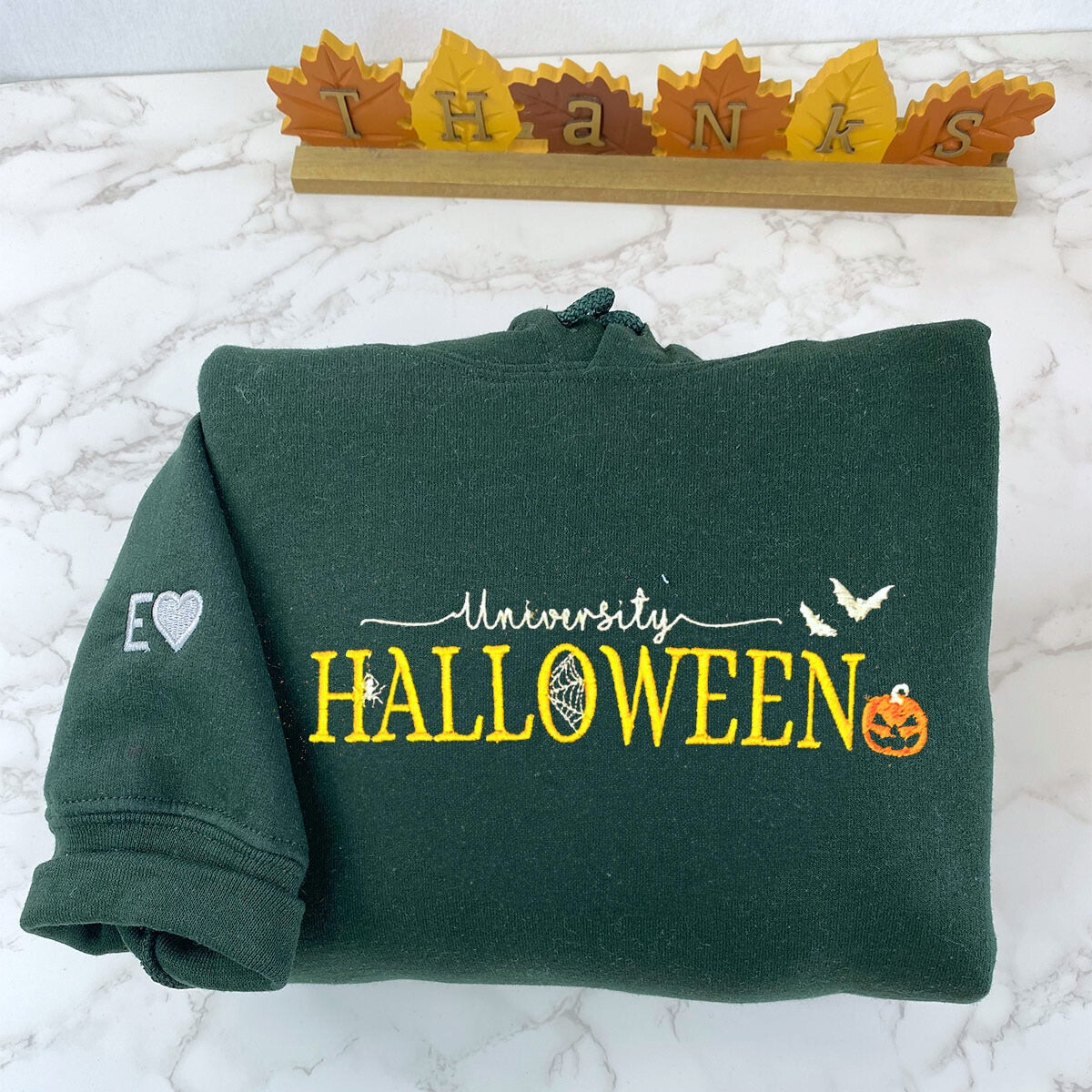 Halloween University Sweatshirt, Embroidered Halloween Hoodie with Pumkin EMHA2608