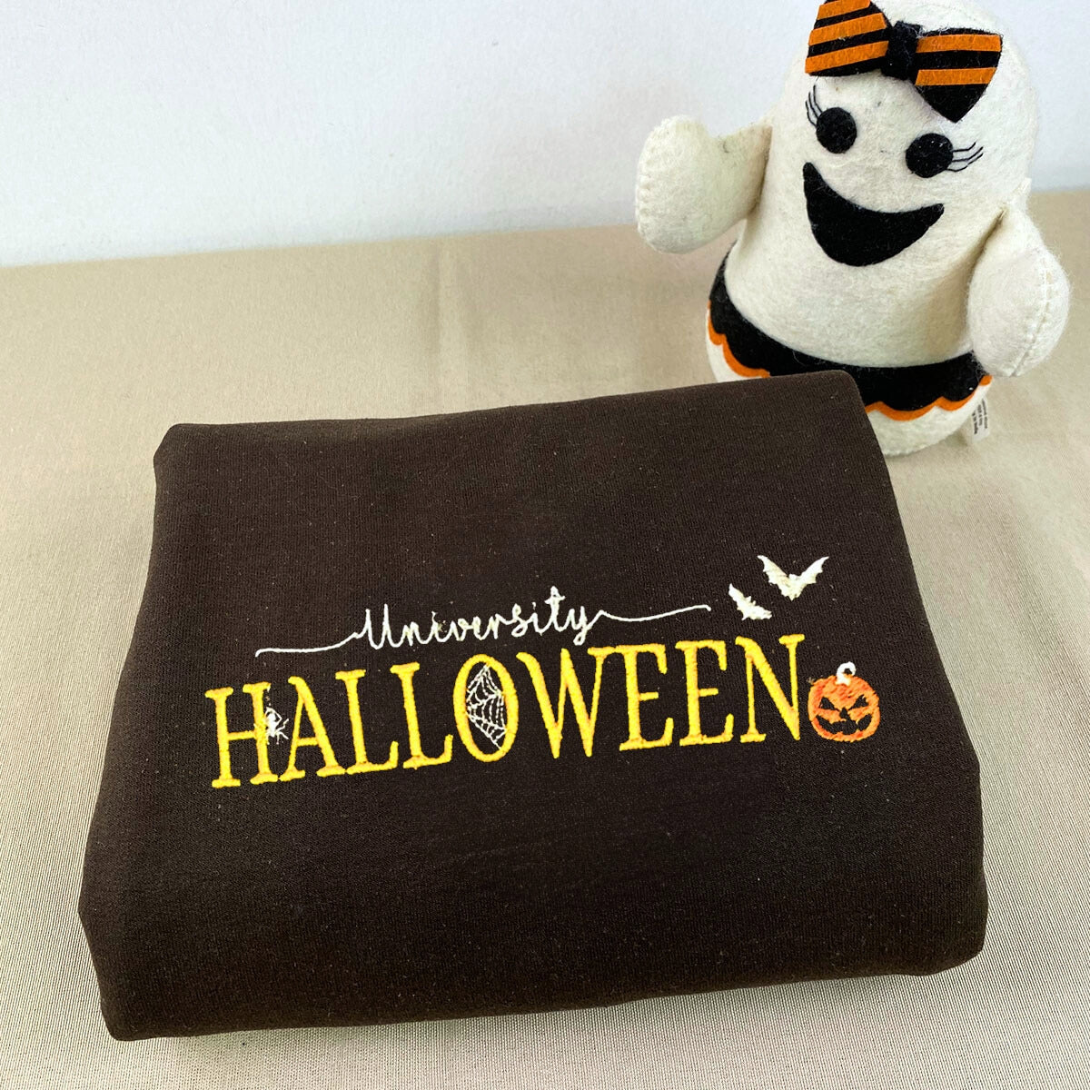 Halloween University Sweatshirt, Embroidered Halloween Hoodie with Pumkin EMHA2608