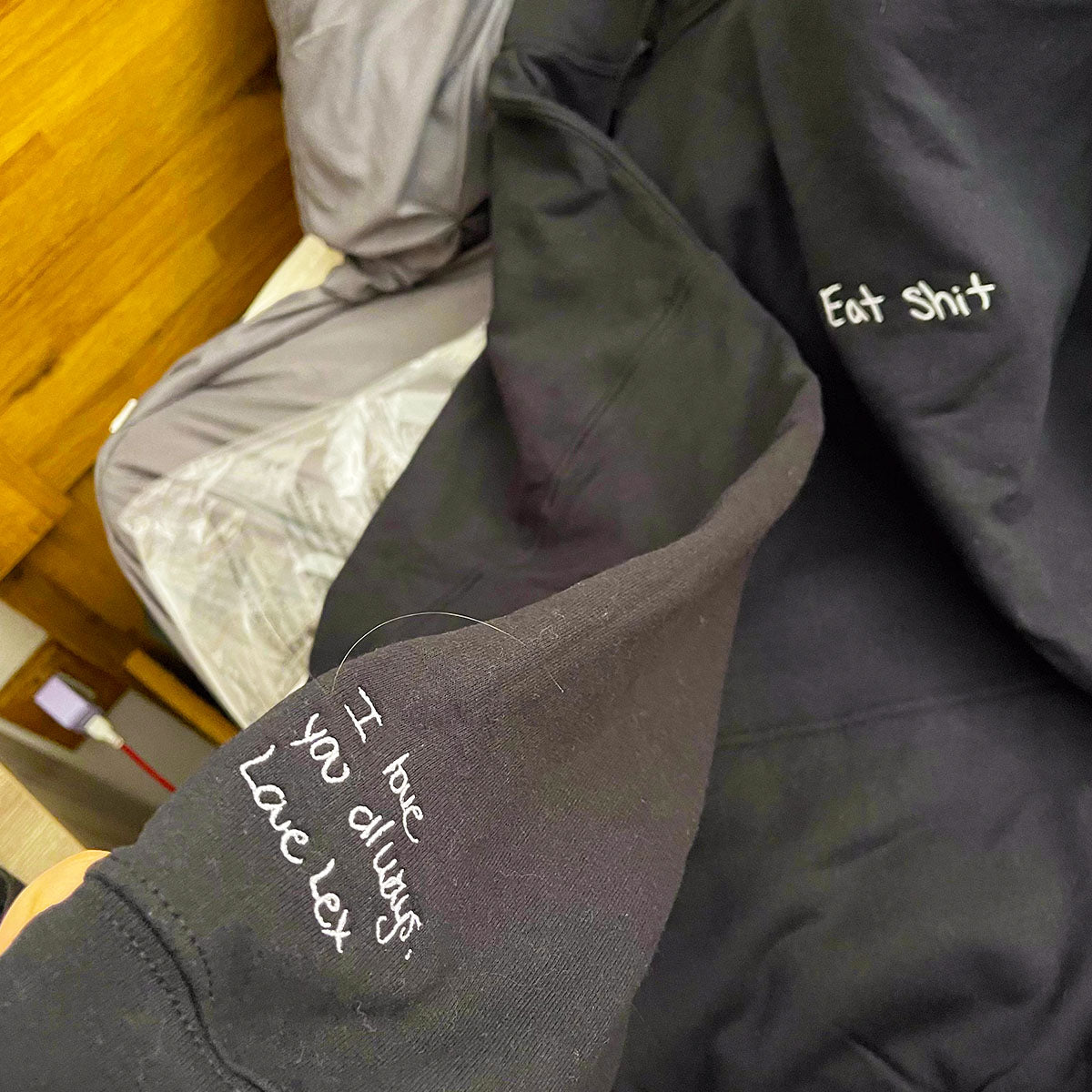 Handwritten Quote Sweatshirt/Hoodie Embroidered from Your Photo em1