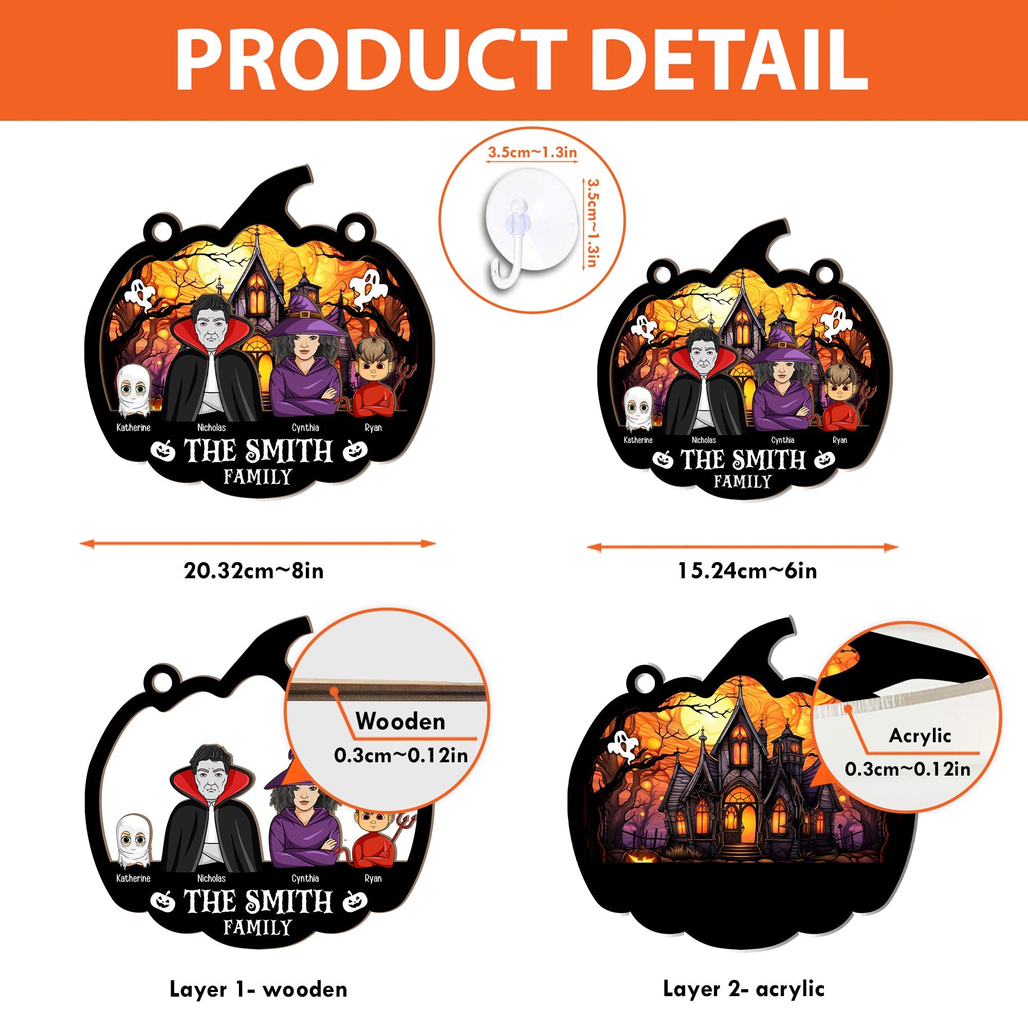 Happy Halloween Family - Personalized Window Hanging Suncatcher Ornament  ORHA2208