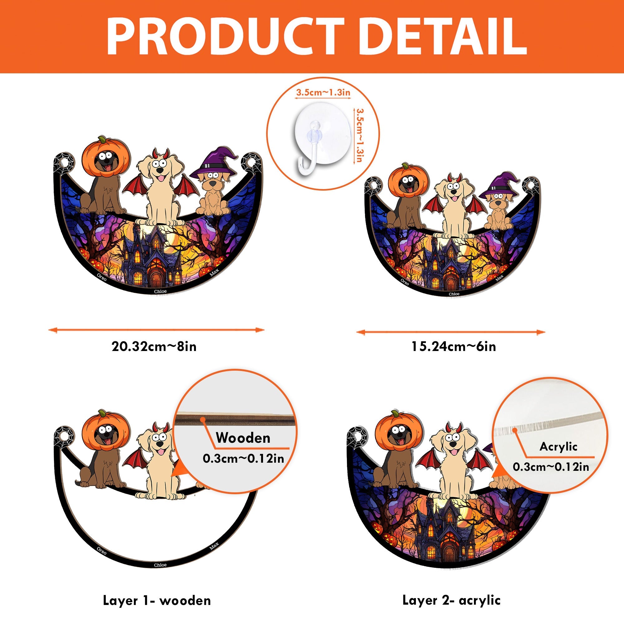 Happy Halloween With Dogs Cats - Personalized Window Hanging Suncatcher Ornament  ORHA2208