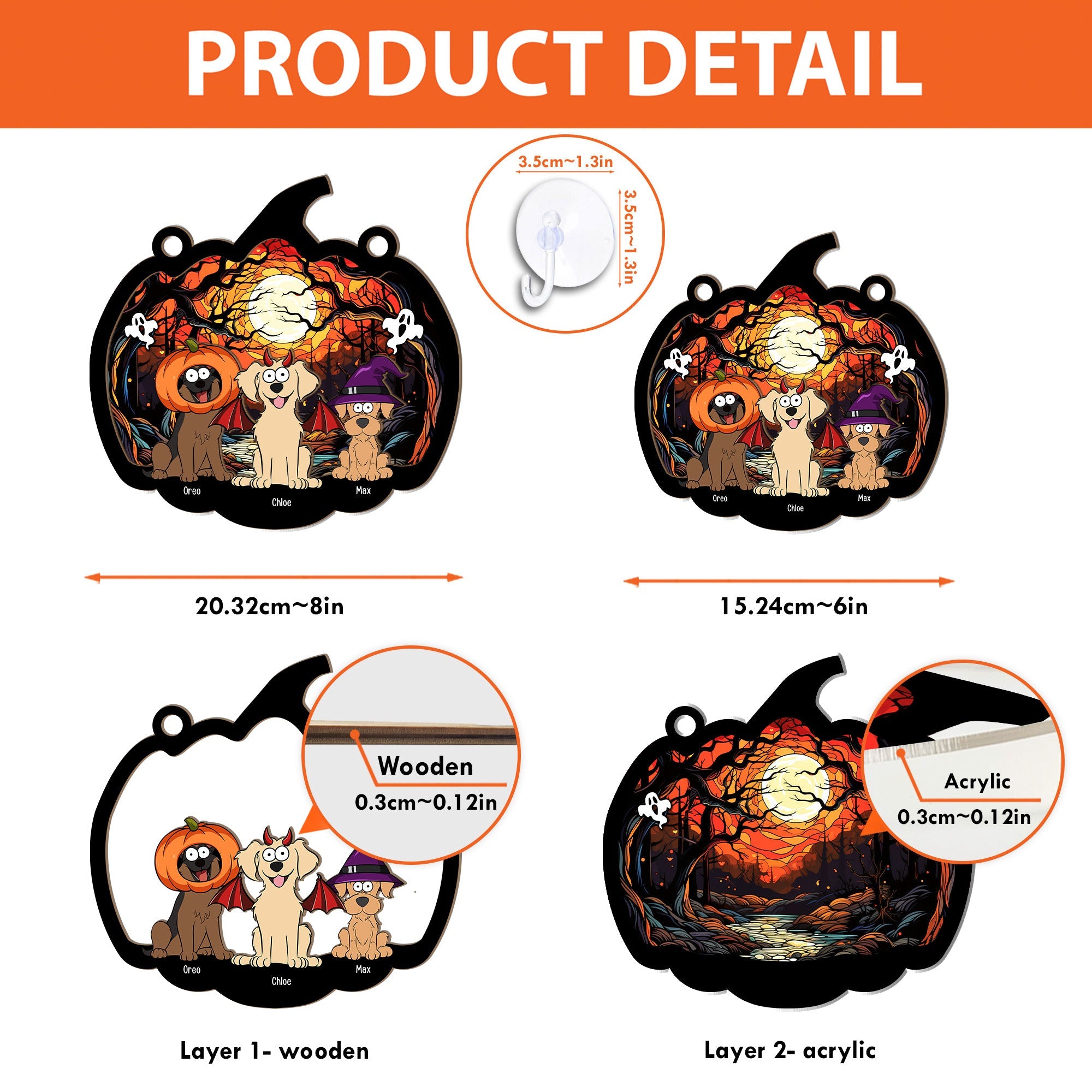 Happy Halloween With Fur Babies - Personalized Window Hanging Suncatcher Ornament  ORHA2208