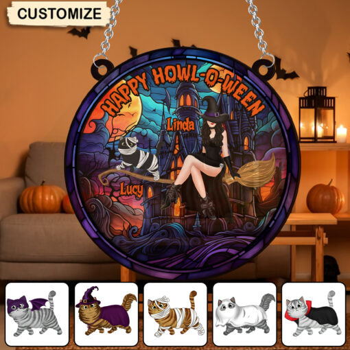Happy Howl-o-ween! Personalized Dog Cat Personalized Suncatcher ORHA2208