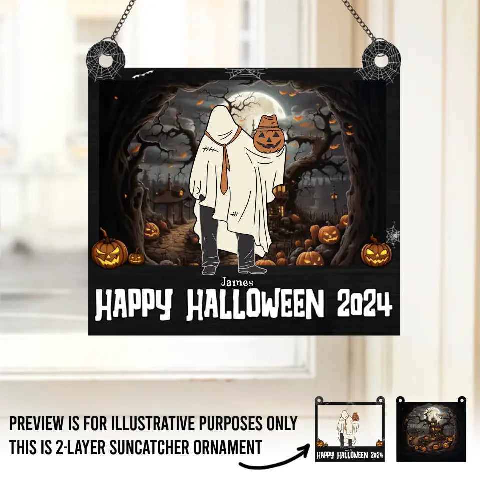 Having A Bloody Good Time - Family Personalized Window Hanging Suncatcher - Halloween Gift For Family Members  ORHA2208