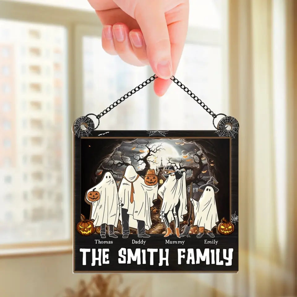 Having A Bloody Good Time - Family Personalized Window Hanging Suncatcher - Halloween Gift For Family Members  ORHA2208