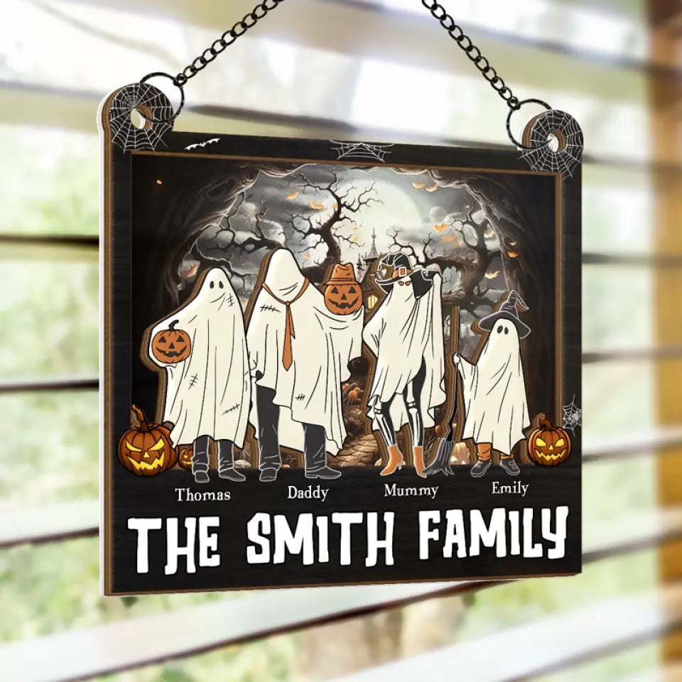 Having A Bloody Good Time - Family Personalized Window Hanging Suncatcher - Halloween Gift For Family Members  ORHA2208