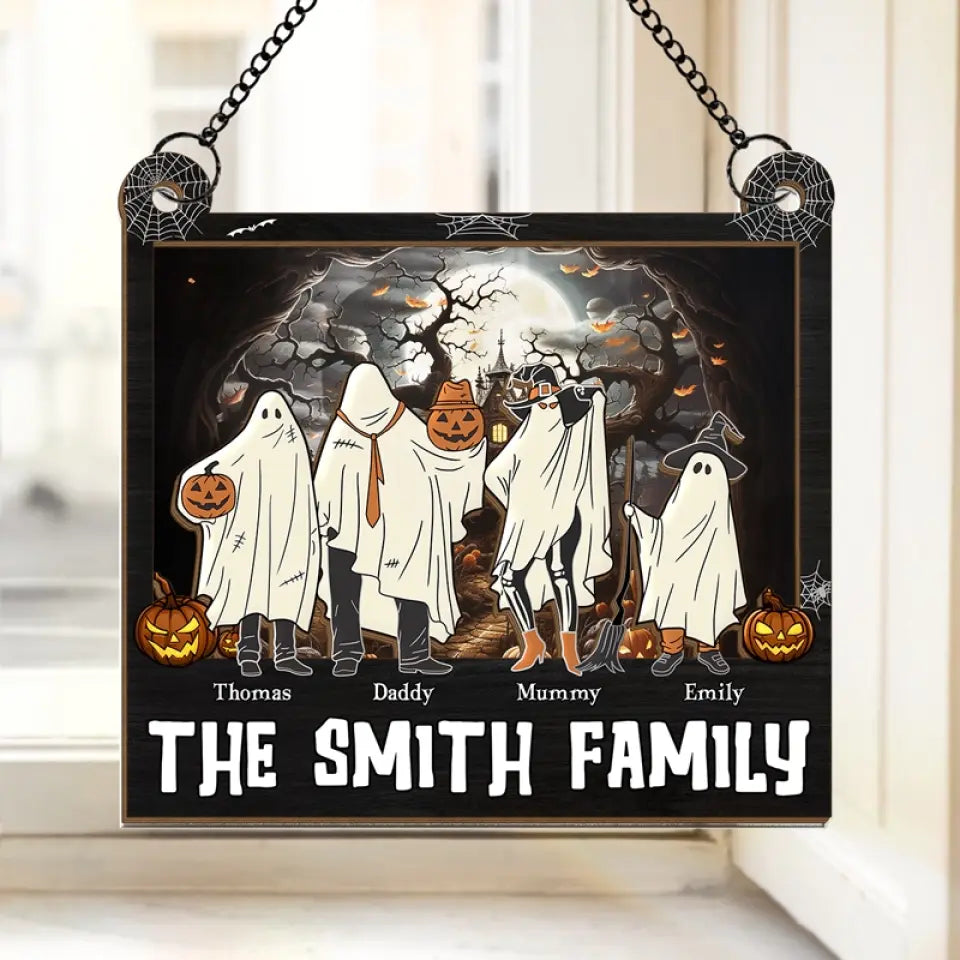 Having A Bloody Good Time - Family Personalized Window Hanging Suncatcher - Halloween Gift For Family Members  ORHA2208