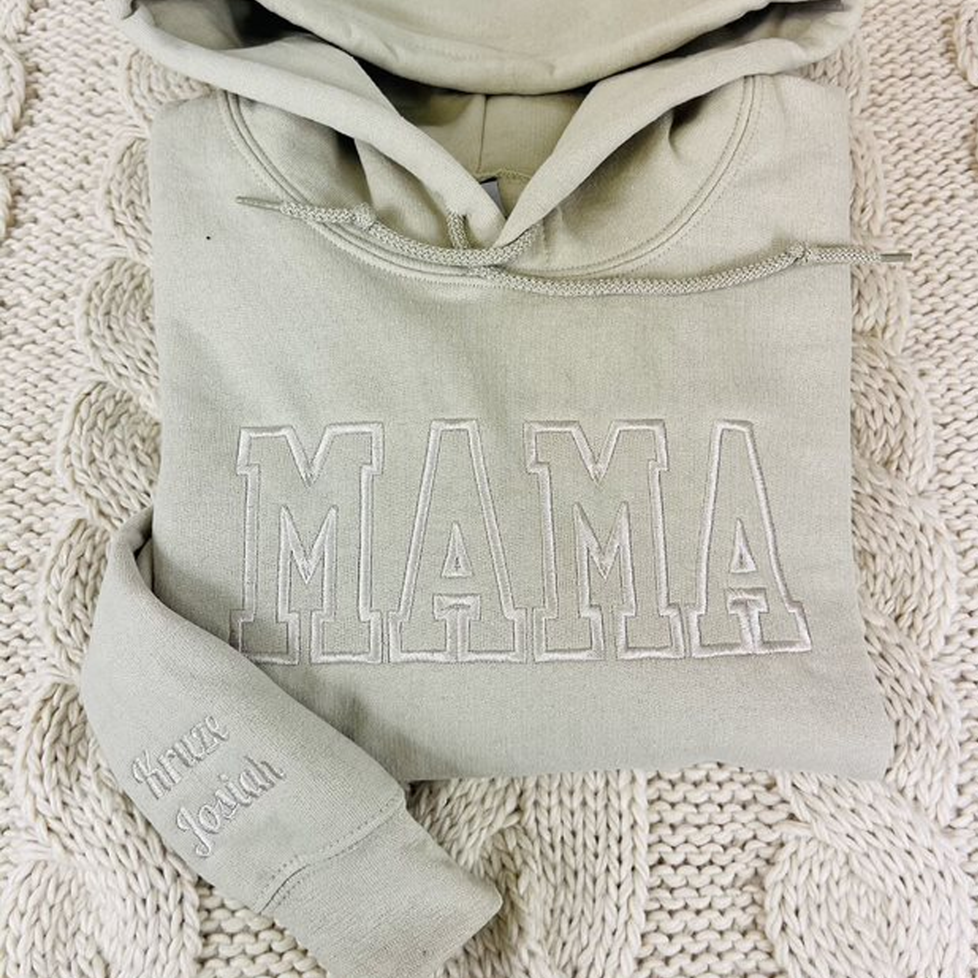 Custom Embroidered Mama Sweatshirt With Name On Sleeve, Mama Gift em1