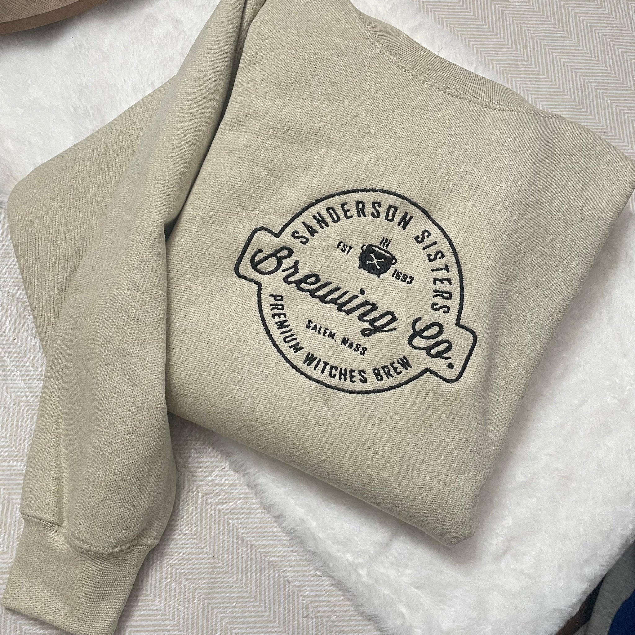 Hocus Pocus Brewing Co Sanderson Sisters Embroidered Y2K Style Embroidered Crewneck Sweatshirt Halloween Embroidered  - Pumpkin Shirt -  EM1809S