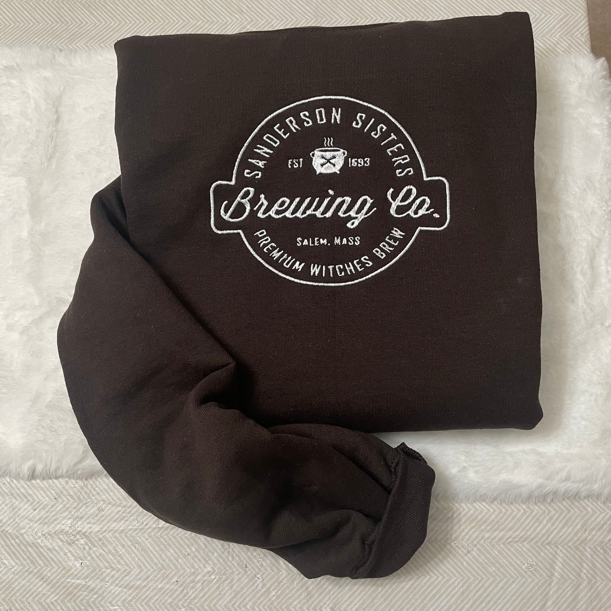 Hocus Pocus Brewing Co Sanderson Sisters Embroidered Y2K Style Embroidered Crewneck Sweatshirt Halloween Embroidered  - Pumpkin Shirt -  EM1809S