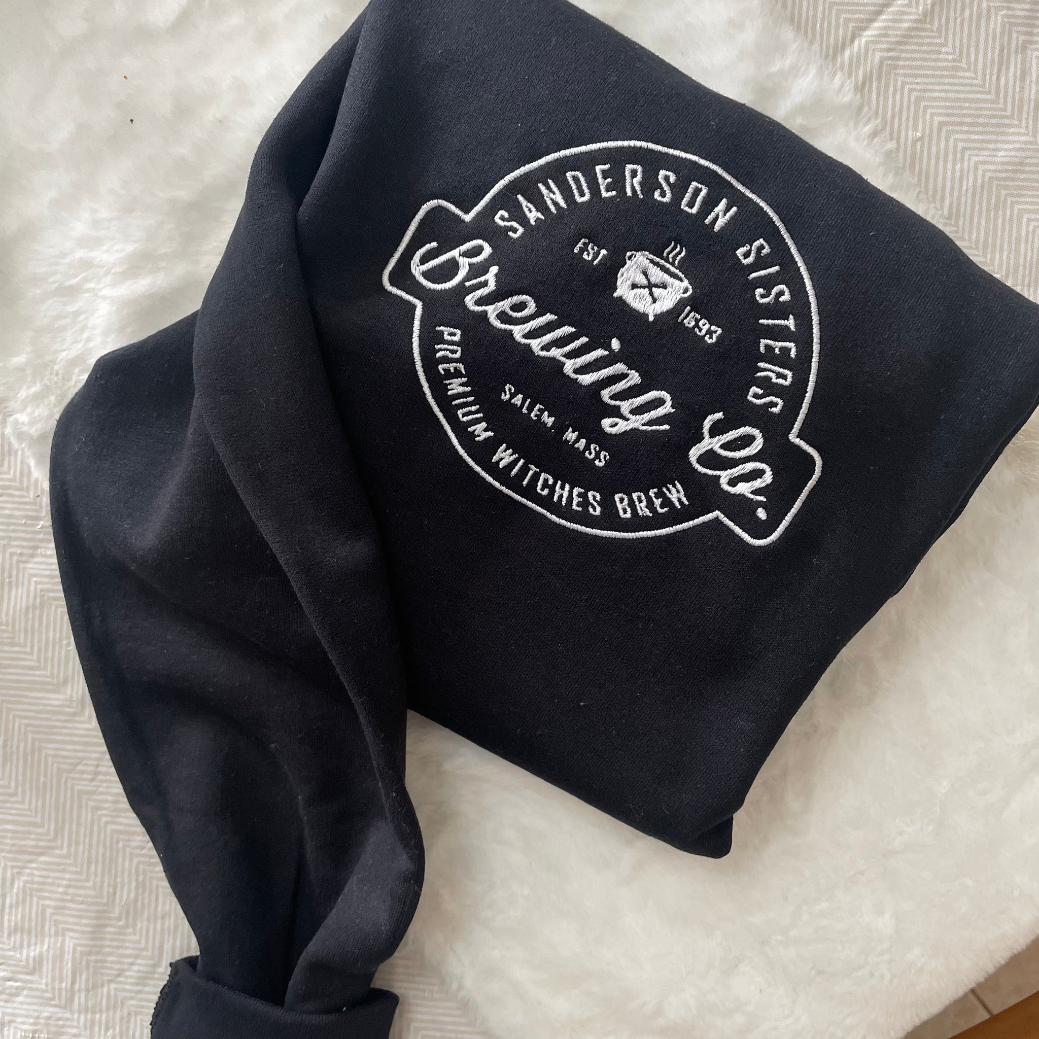 Hocus Pocus Brewing Co Sanderson Sisters Embroidered Y2K Style Embroidered Crewneck Sweatshirt Halloween Embroidered  - Pumpkin Shirt -  EM1809S