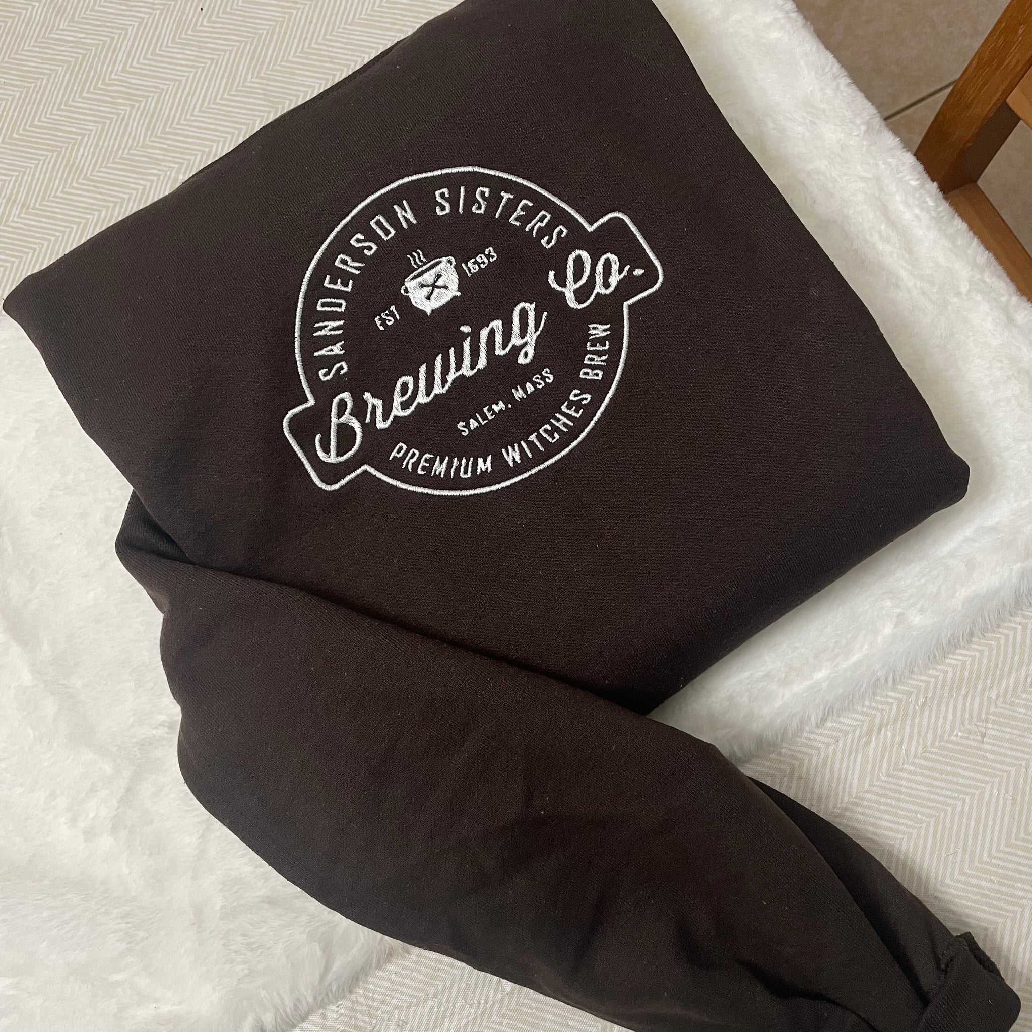 Hocus Pocus Brewing Co Sanderson Sisters Embroidered Y2K Style Embroidered Crewneck Sweatshirt Halloween Embroidered  - Pumpkin Shirt -  EM1809S