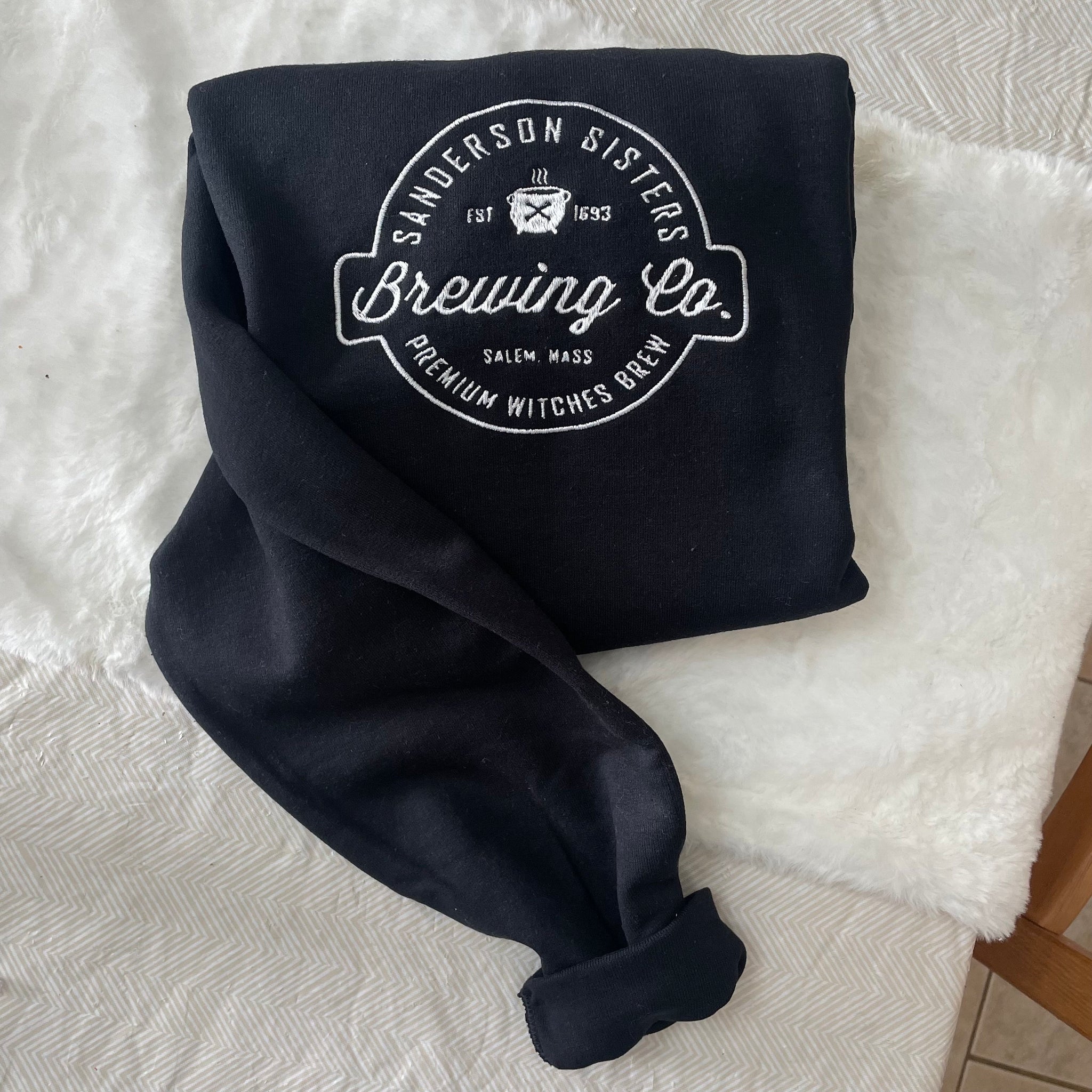 Hocus Pocus Brewing Co Sanderson Sisters Embroidered Y2K Style Embroidered Crewneck Sweatshirt Halloween Embroidered  - Pumpkin Shirt -  EM1809S