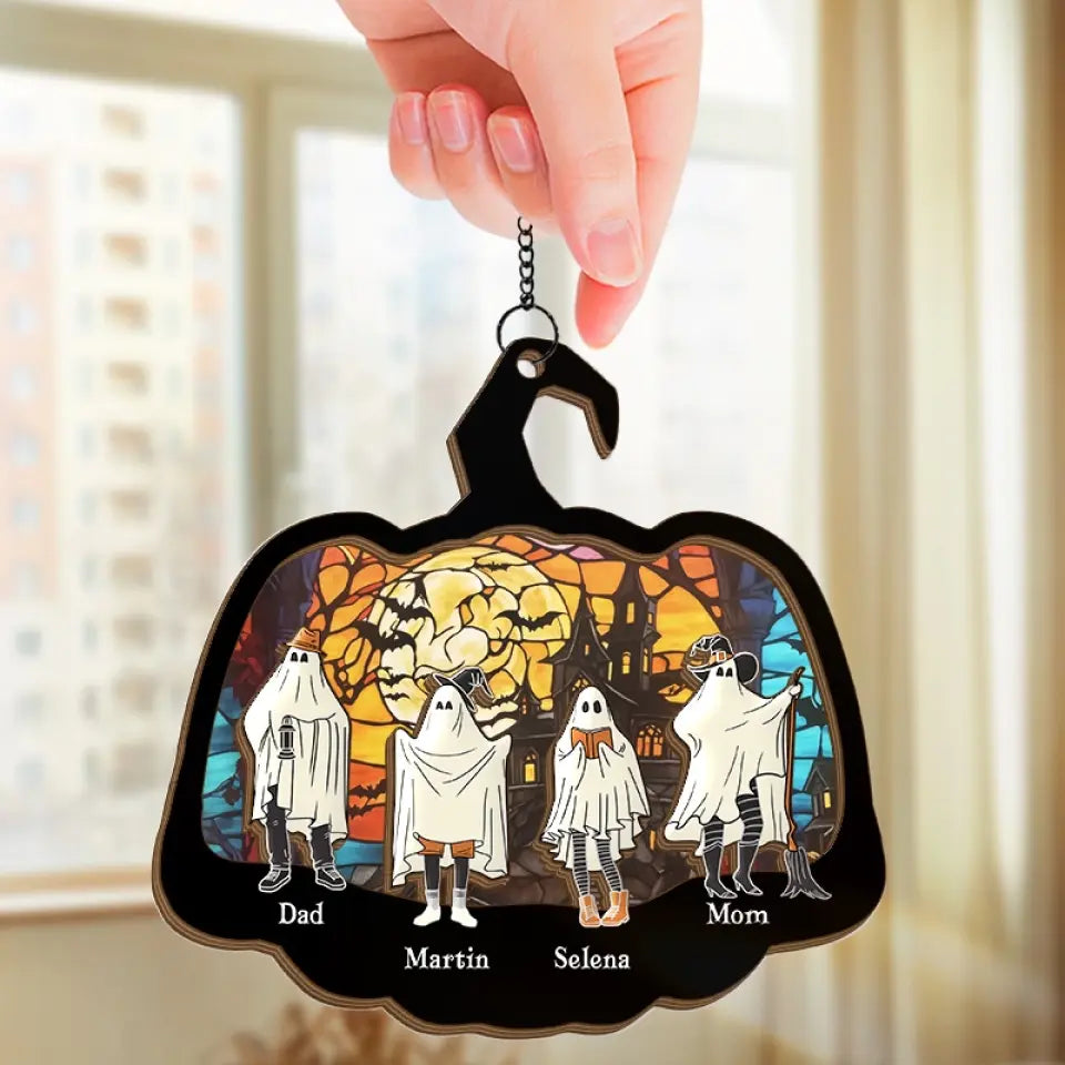 Home Is Where The Haunt Is - Family Personalized Window Hanging Suncatcher - Halloween Gift For Family Members  ORHA2208