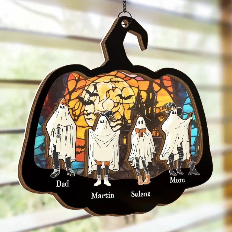 Home Is Where The Haunt Is - Family Personalized Window Hanging Suncatcher - Halloween Gift For Family Members  ORHA2208