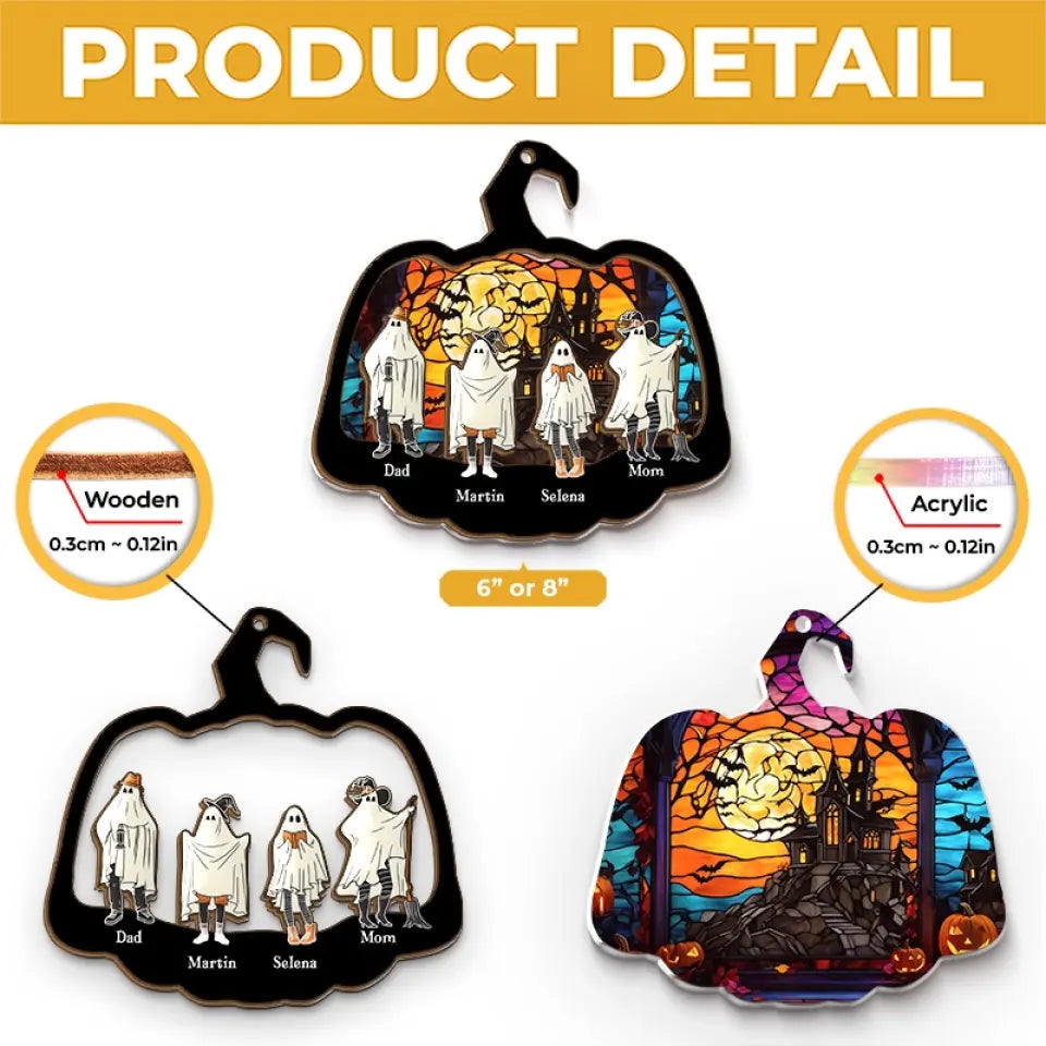 Home Is Where The Haunt Is - Family Personalized Window Hanging Suncatcher - Halloween Gift For Family Members  ORHA2208