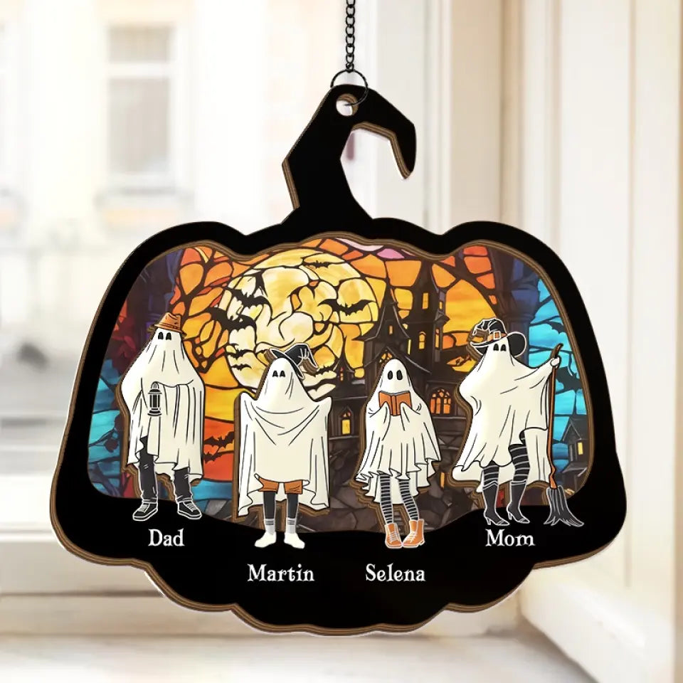 Home Is Where The Haunt Is - Family Personalized Window Hanging Suncatcher - Halloween Gift For Family Members  ORHA2208