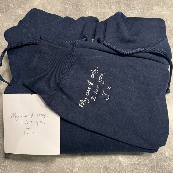 Embroidered Handwriting Sweatshirt, Hoodie em5