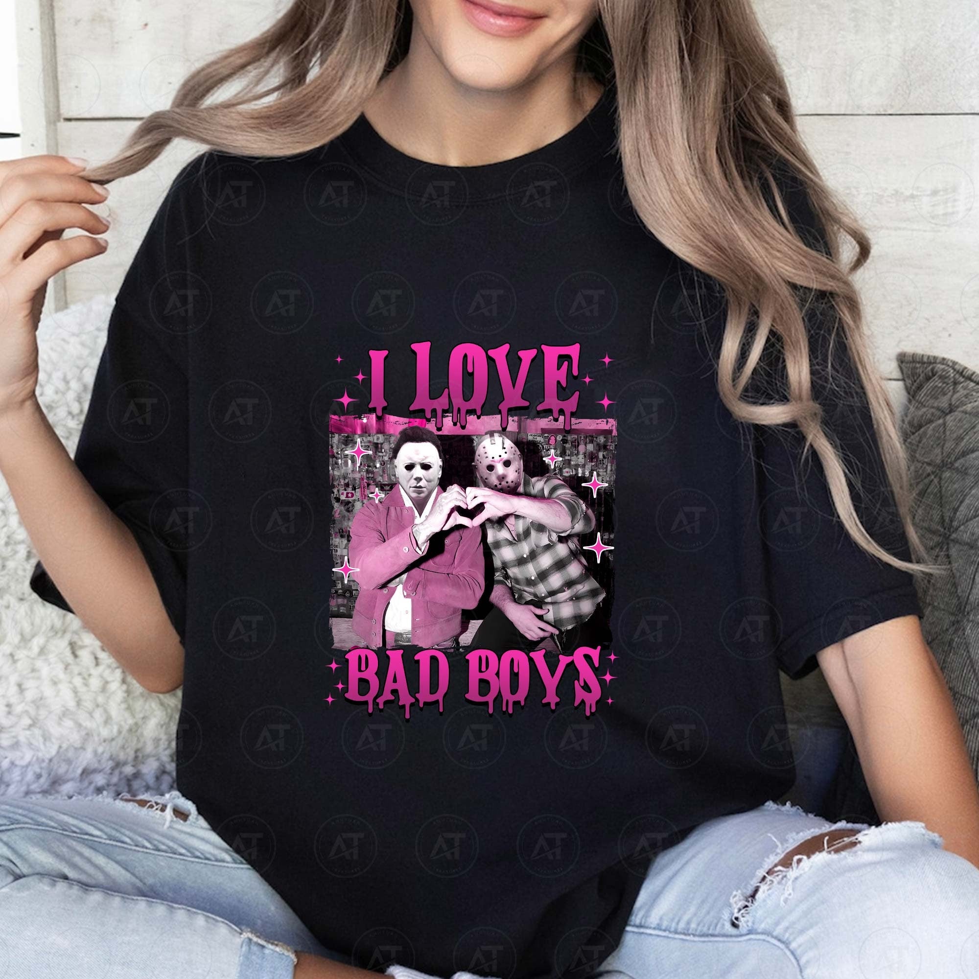 Horror Movie Tshirt, I Love Bad Boys Tshirt, Horror Tshirt, Halloween Horror Tshirt, Halloween Character Friends Shirt HW2607 07