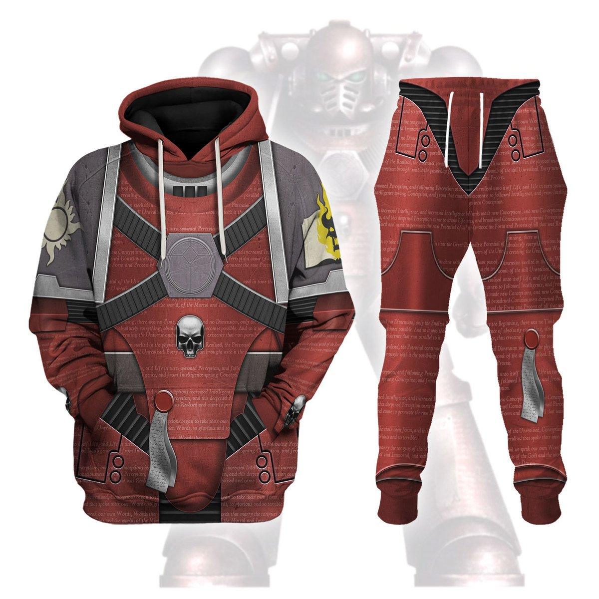 Horus Heresy-era Word Bearers Colour Scheme Warhammer Costume Hoodie Jogger,Horus Heresy-era Word Bearers Colour Scheme Marines Cosplay 3D Hoodie Pants, Warhammer 3D Tracksuit 
