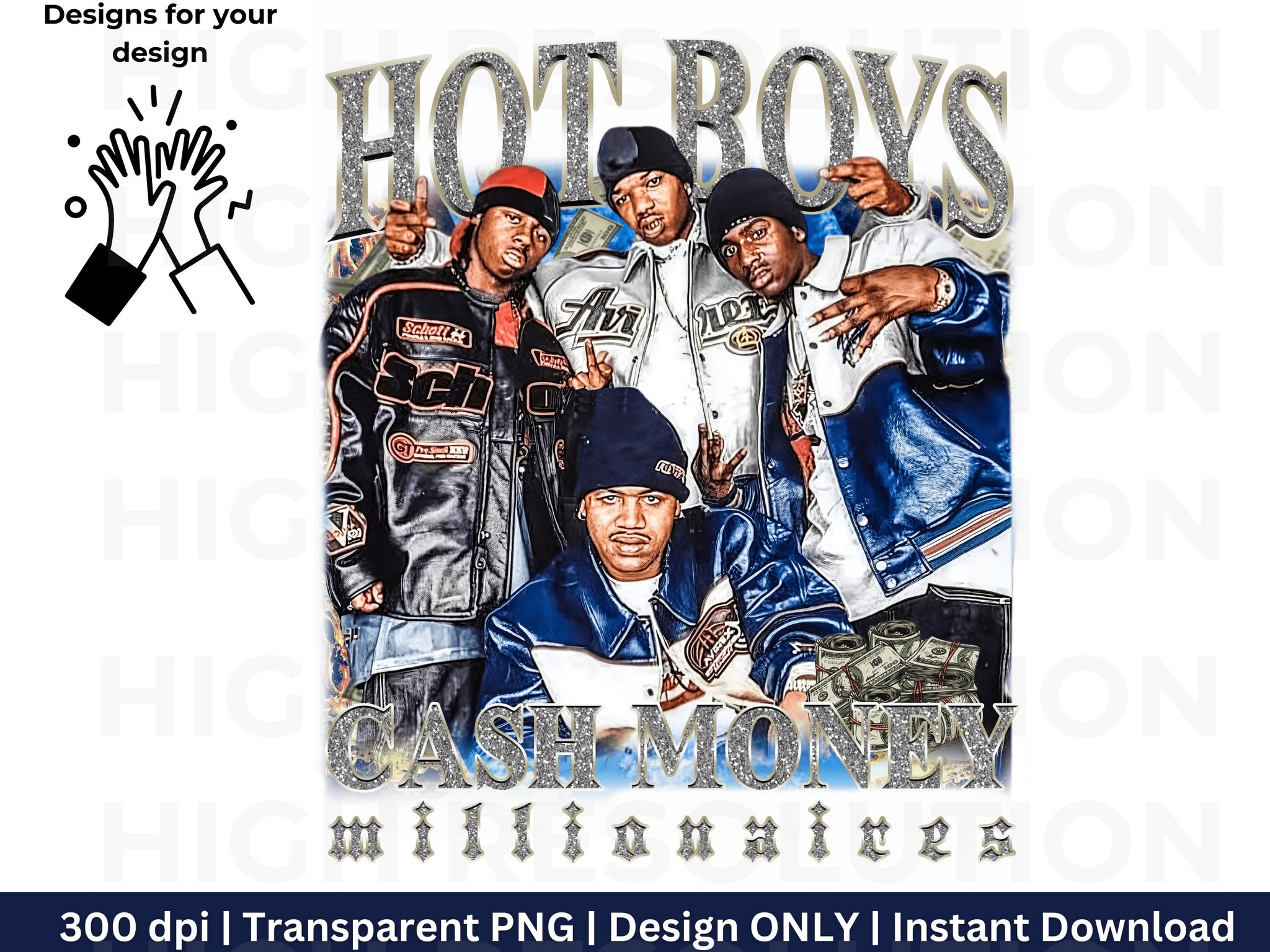 Hot Boys png, Lil Wayne Cash Money Millionaires tee, Bootleg Tee, Hot Boyz, cash money records, BG, Juvenile, Turk,  digital download TMC