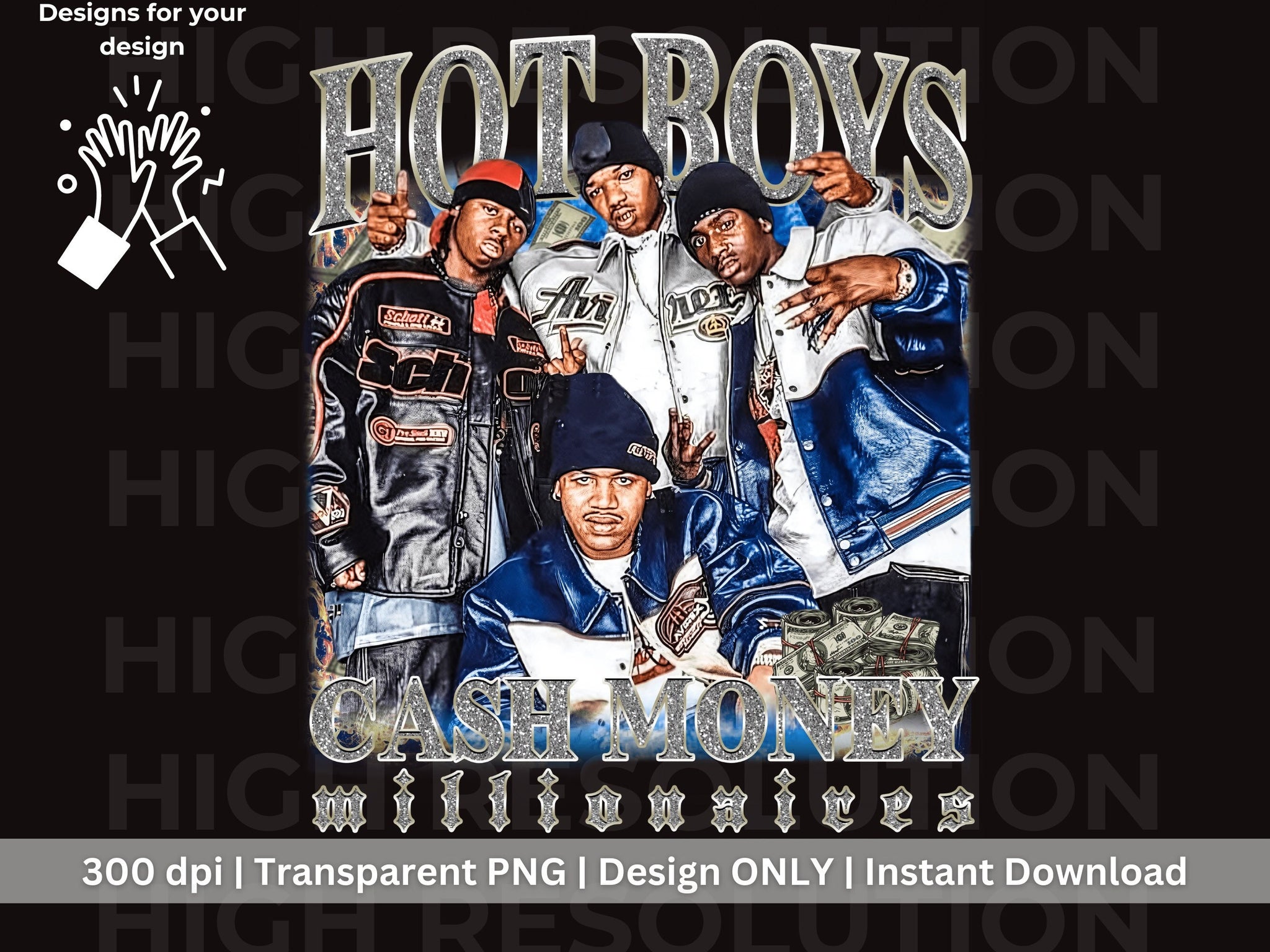 Hot Boys png, Lil Wayne Cash Money Millionaires tee, Bootleg Tee, Hot Boyz, cash money records, BG, Juvenile, Turk,  digital download TMC
