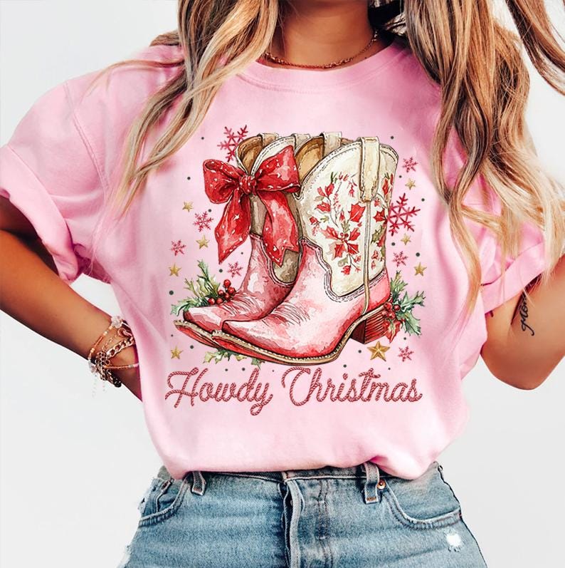 Howdy Christmas Png, Western Christmas Png, Coquette Christmas Png, Holiday Png, Cowgirl Christmas Png, Aesthetic png, Retro Christmas Png SCU