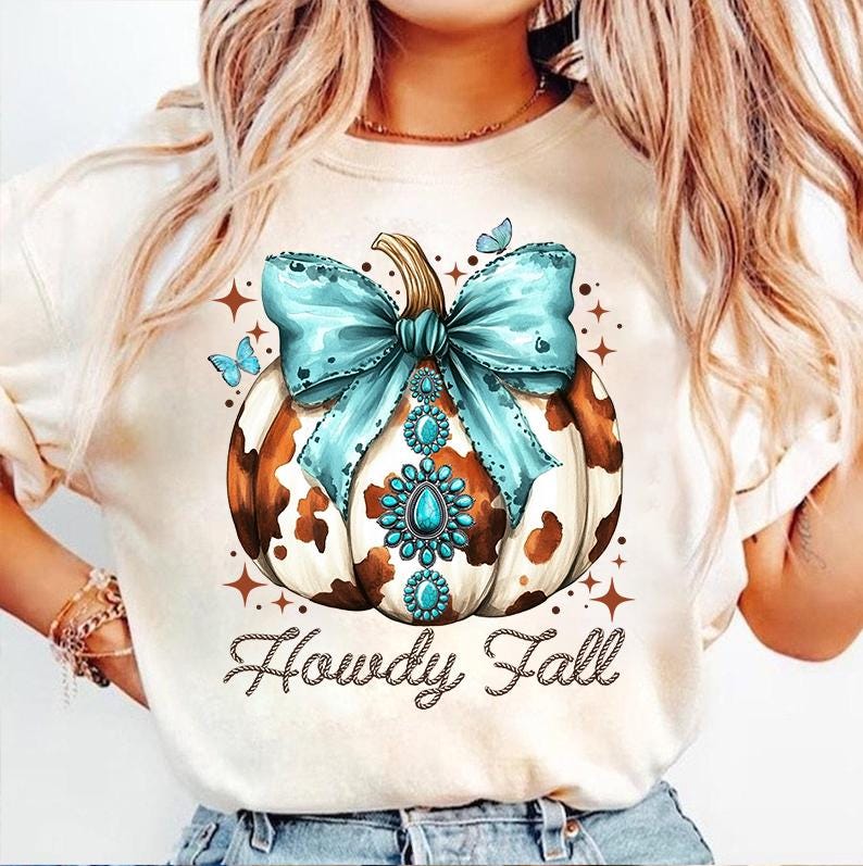 Howdy Fall Western Pumpkin Png Sublimation, Fall Cowhide Pumpkin, Fall Png, Western Pumpkin Png, Coquette Bow Pumpkin, Fall T-shirt Design 1 SCU