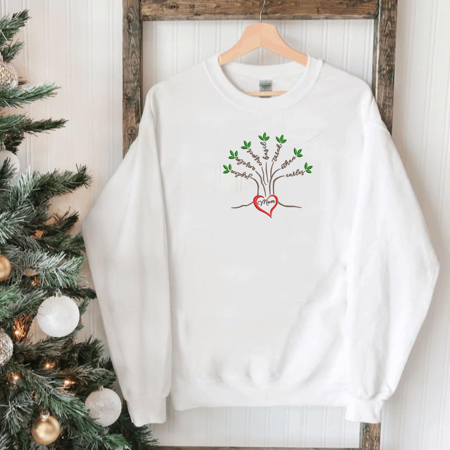 Embroidered Mom Tree Sweatshirt or Hoodie em5
