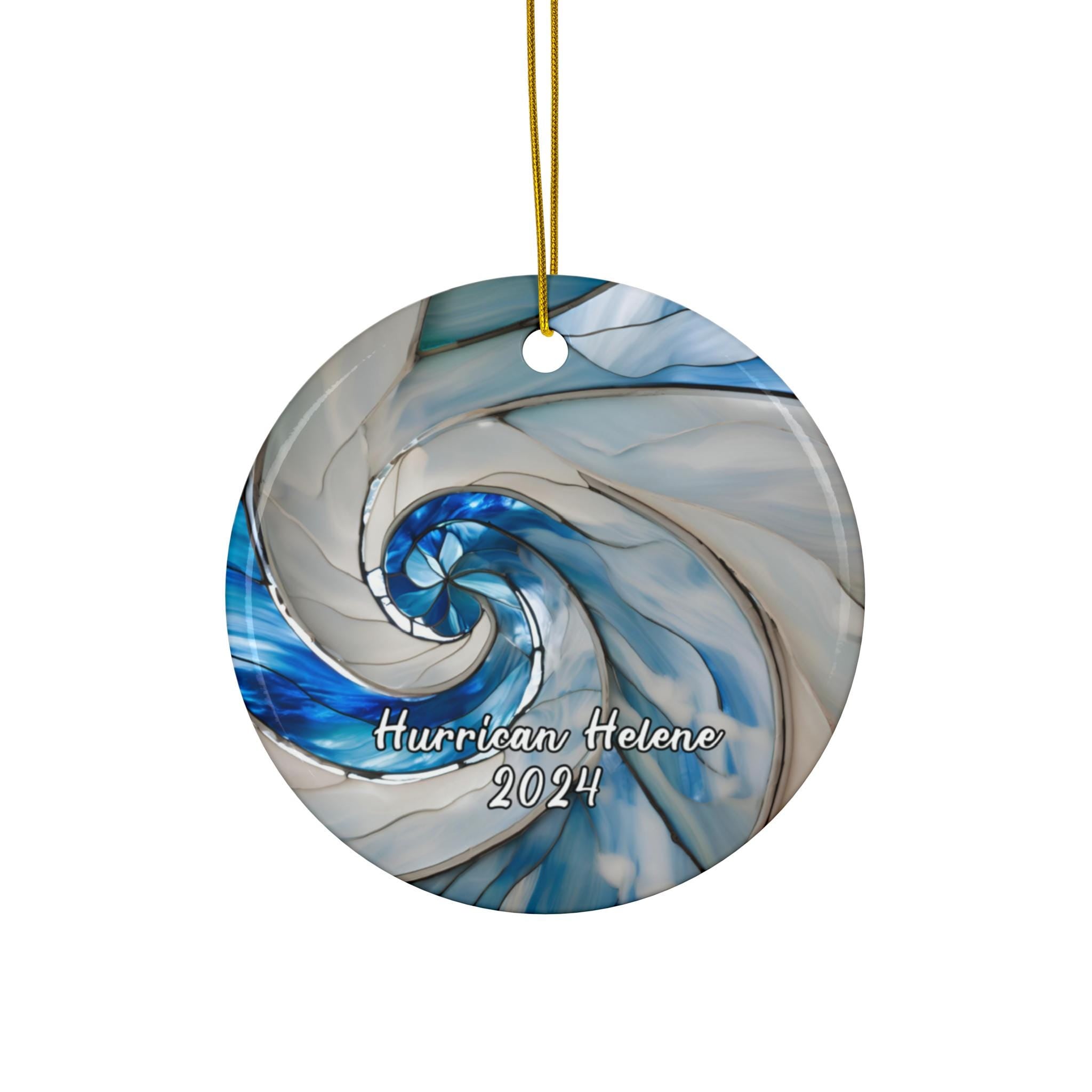 Hurricane Helene Ornament, Beautiful Florida Gift, 2024 Storm Souvenir, Blue White Cloud Printed, Meteorology Meteorologist HAOR14