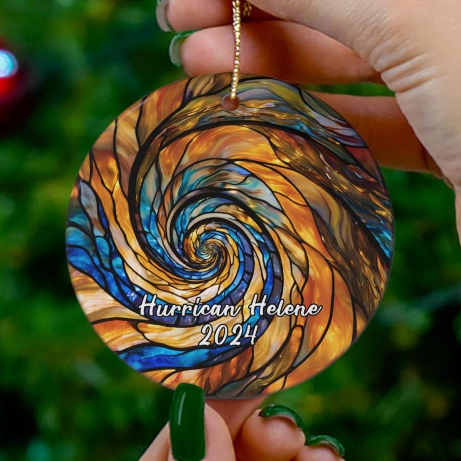 Hurricane Helene Ornament, Beautiful Florida Gift, 2024 Storm Souvenir, Printed Swirl Printed, Meteorology Meteorologist Gift HAOR14