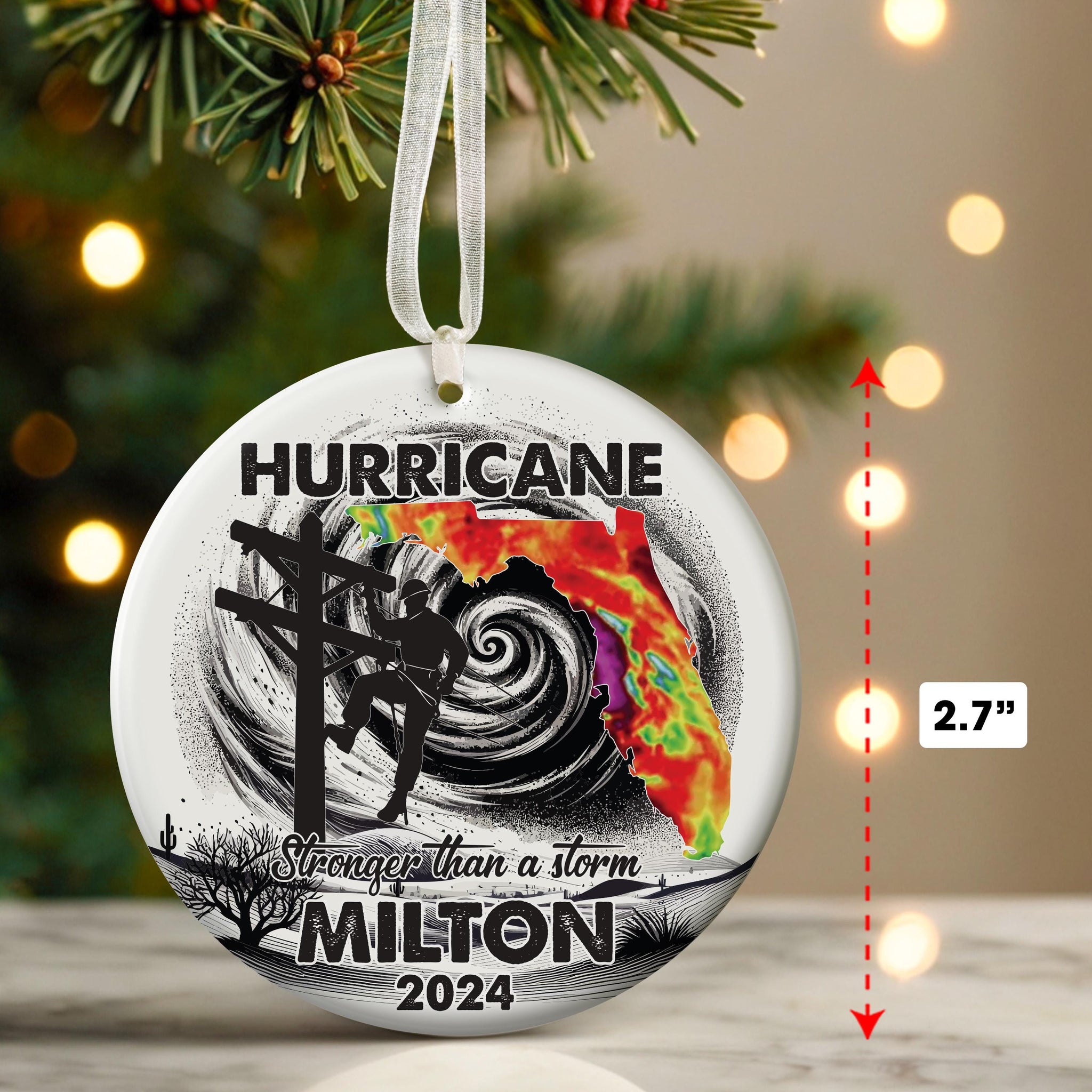 Hurricane Milton 2024, I Survived Hurricane Milton Ornament, Pray for Florida, Hurricane Milton, Florida Memories American, Christmas Gifts ORH1710T