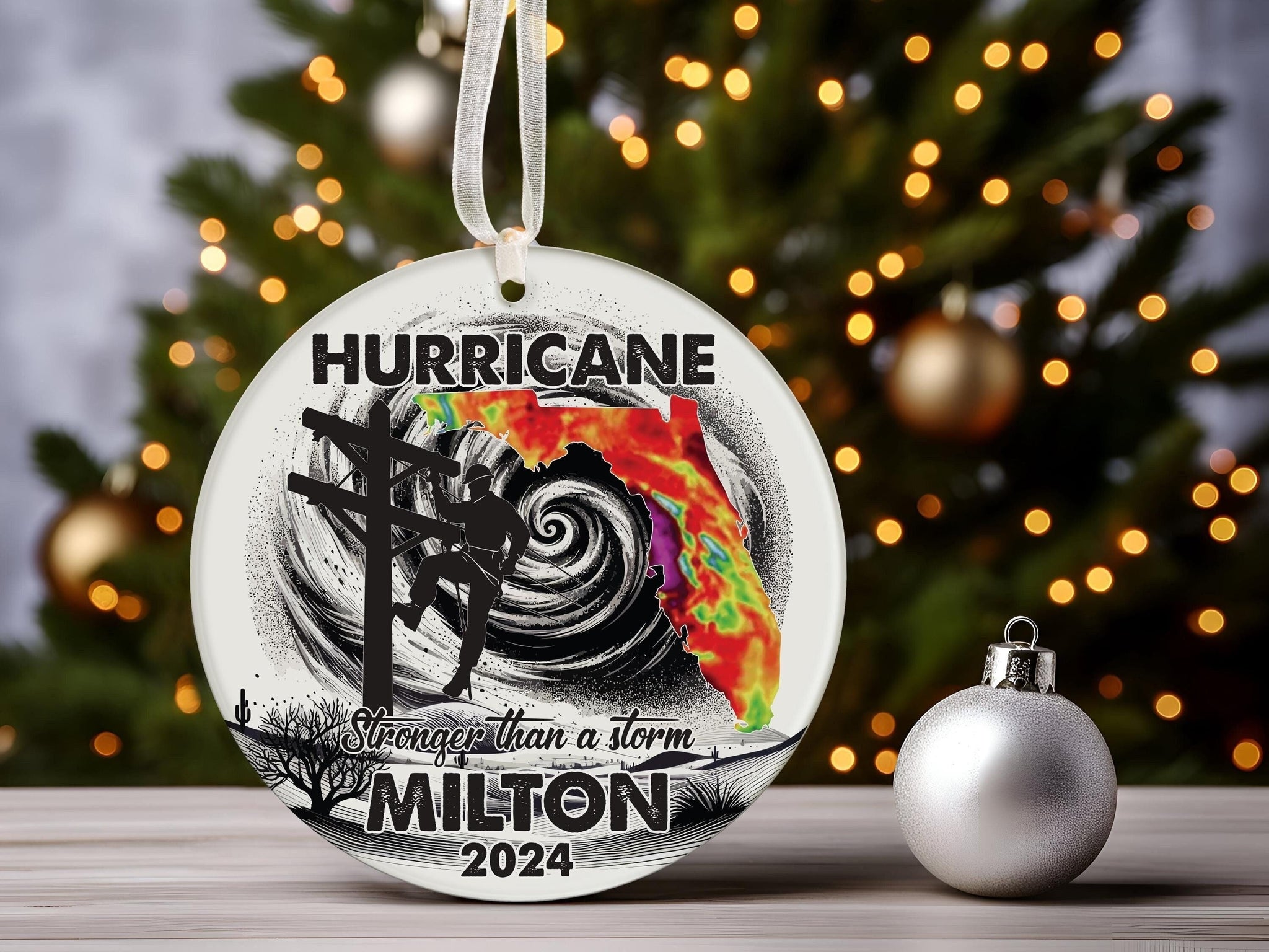 Hurricane Milton 2024, I Survived Hurricane Milton Ornament, Pray for Florida, Hurricane Milton, Florida Memories American, Christmas Gifts ORH1710T