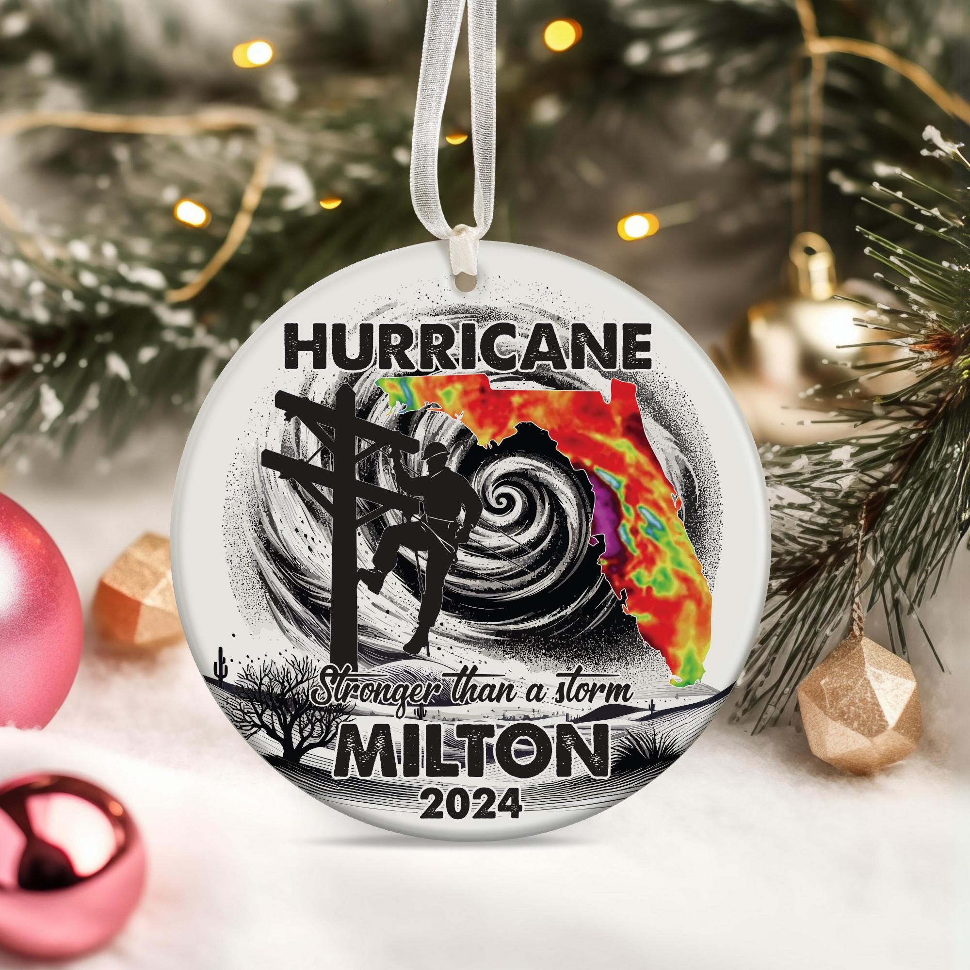 Hurricane Milton 2024, I Survived Hurricane Milton Ornament, Pray for Florida, Hurricane Milton, Florida Memories American, Christmas Gifts ORH1710T